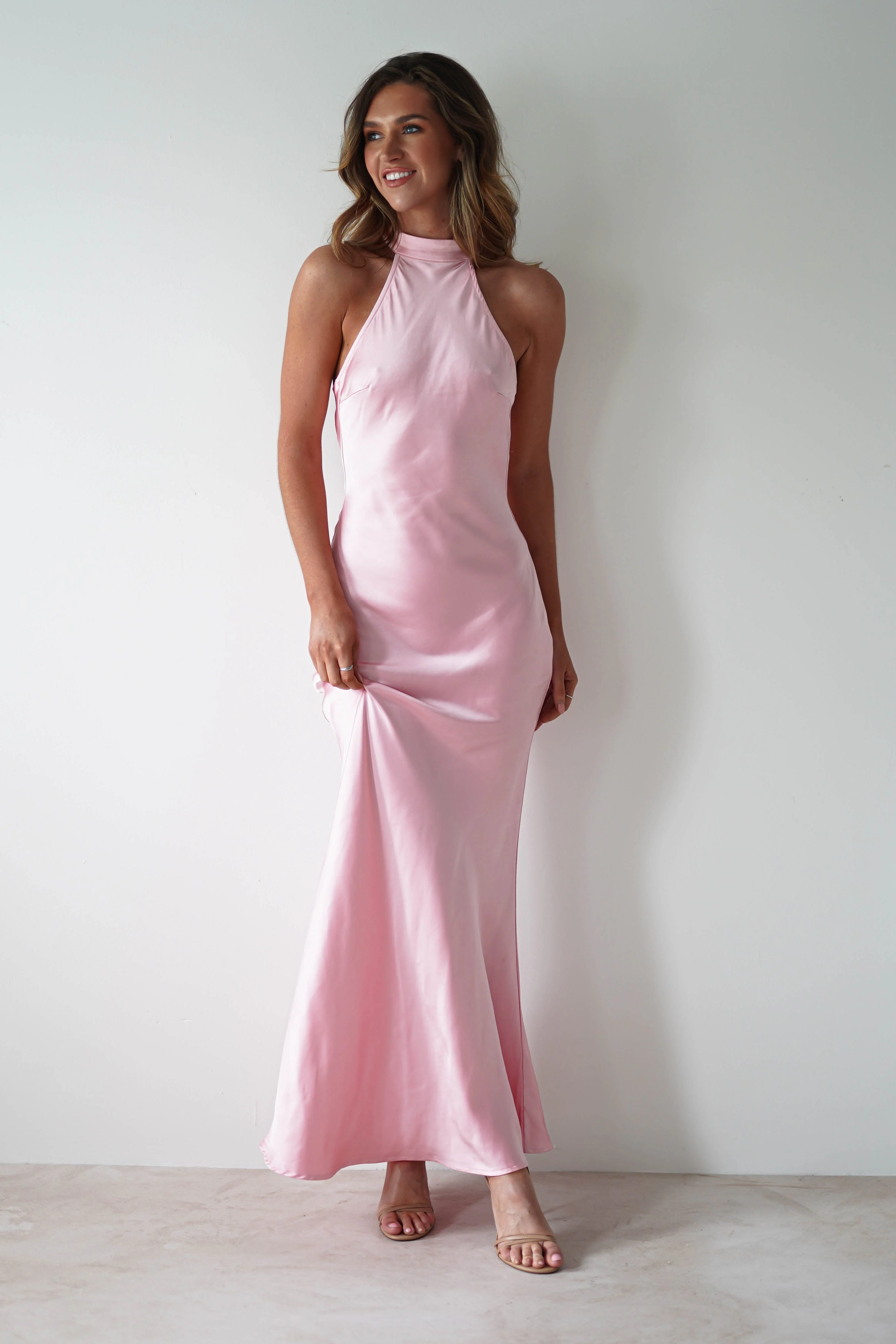 Natalia Soft Satin Maxi Dress | Pink - Image 8