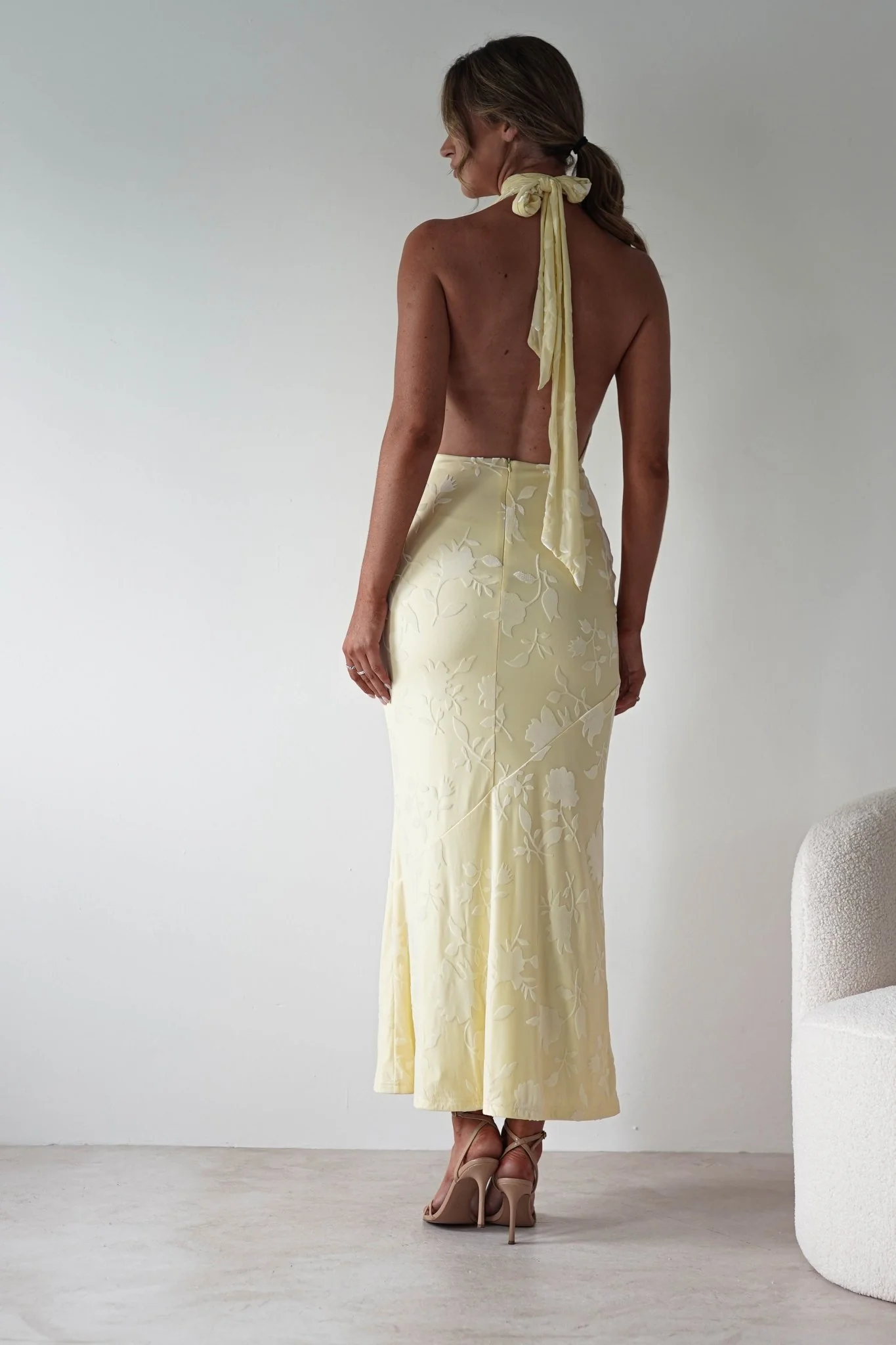 Tara Floral Jacquard Maxi Dress | Yellow - Image 3