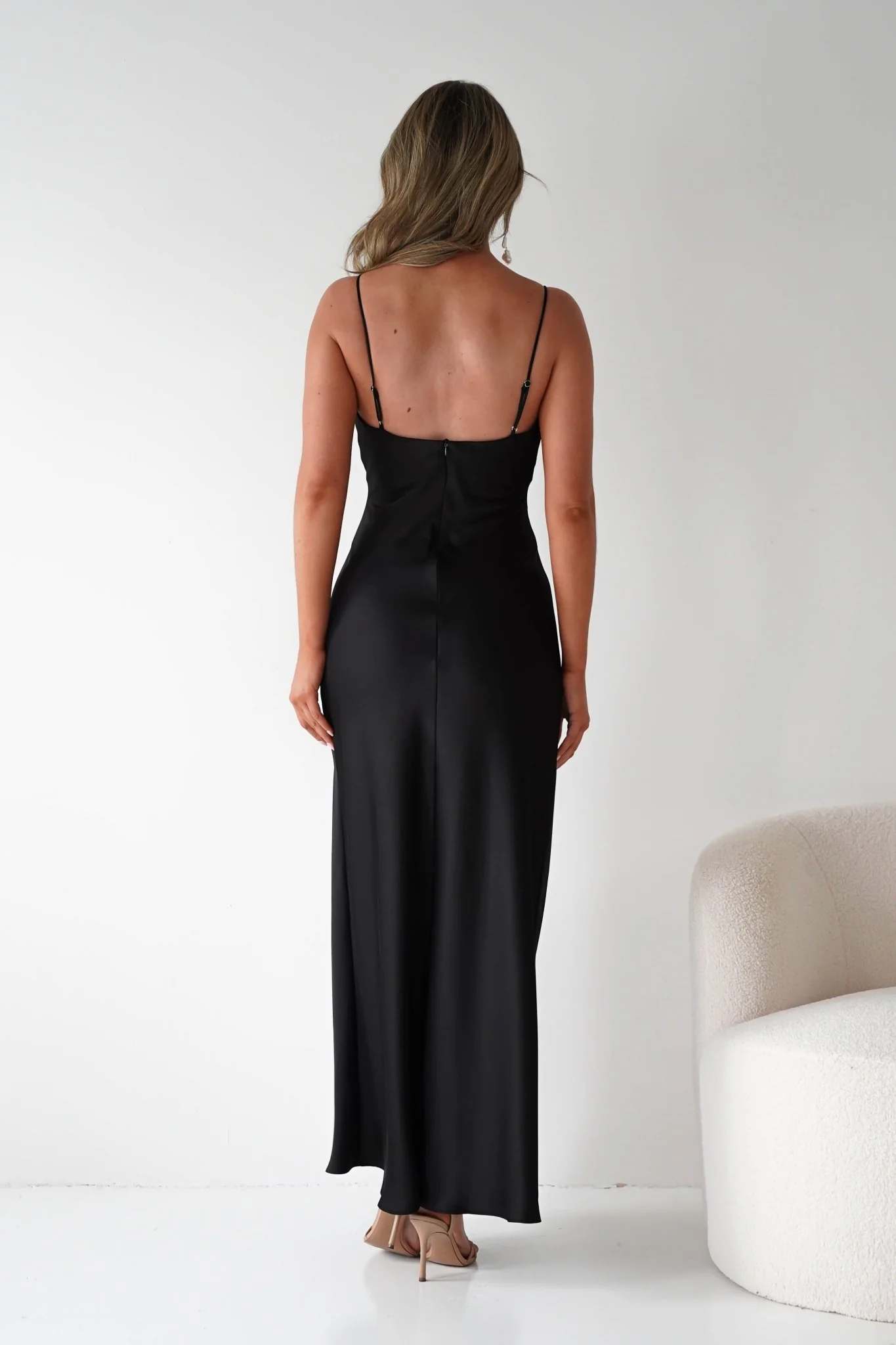 Adley Soft Satin Maxi Dress | Black - Image 4