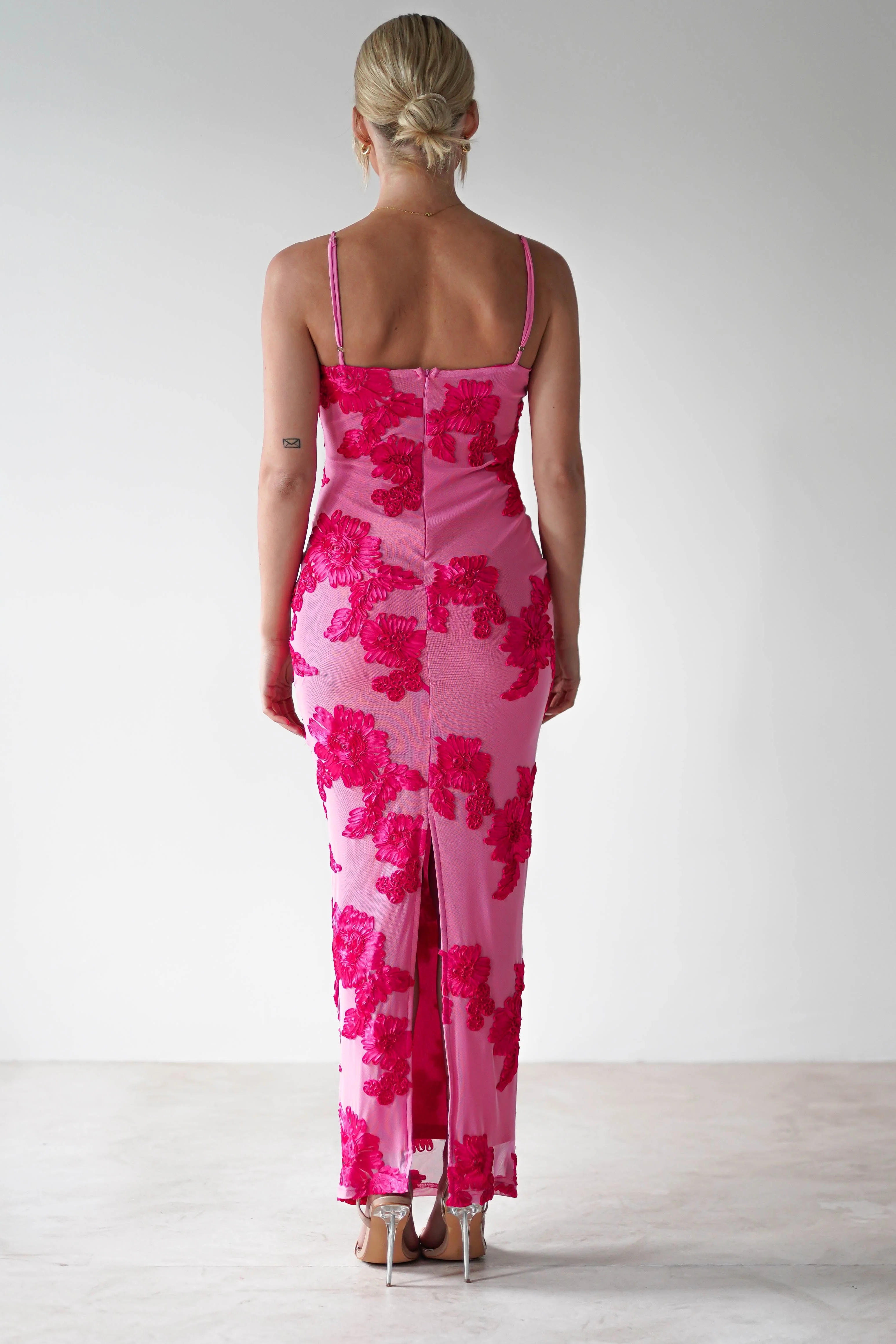 Adora Floral Mesh Maxi Dress | Pink - Image 8