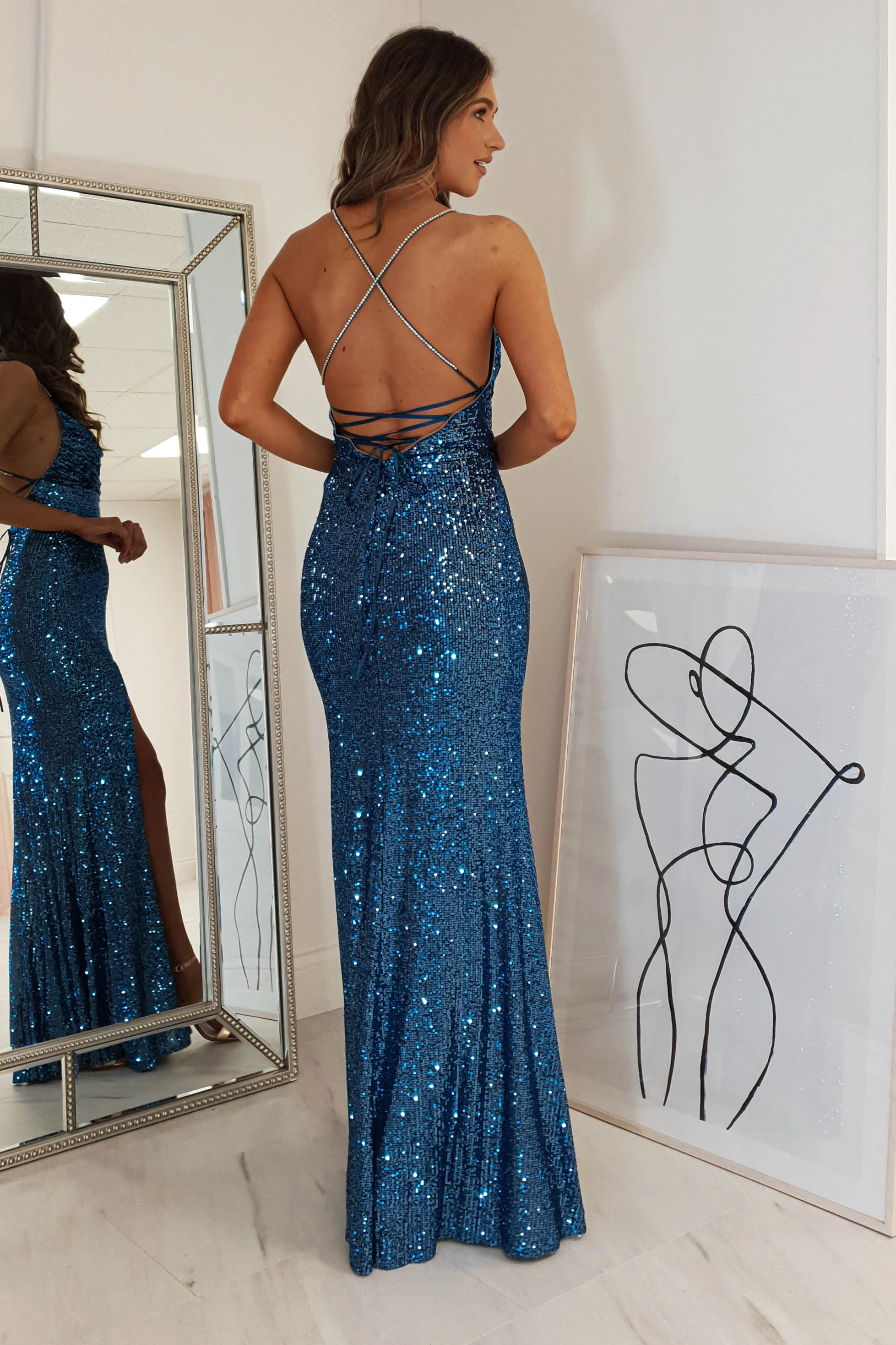 Alamour Sequin Luxe Gown | Lapis Blue - Image 10