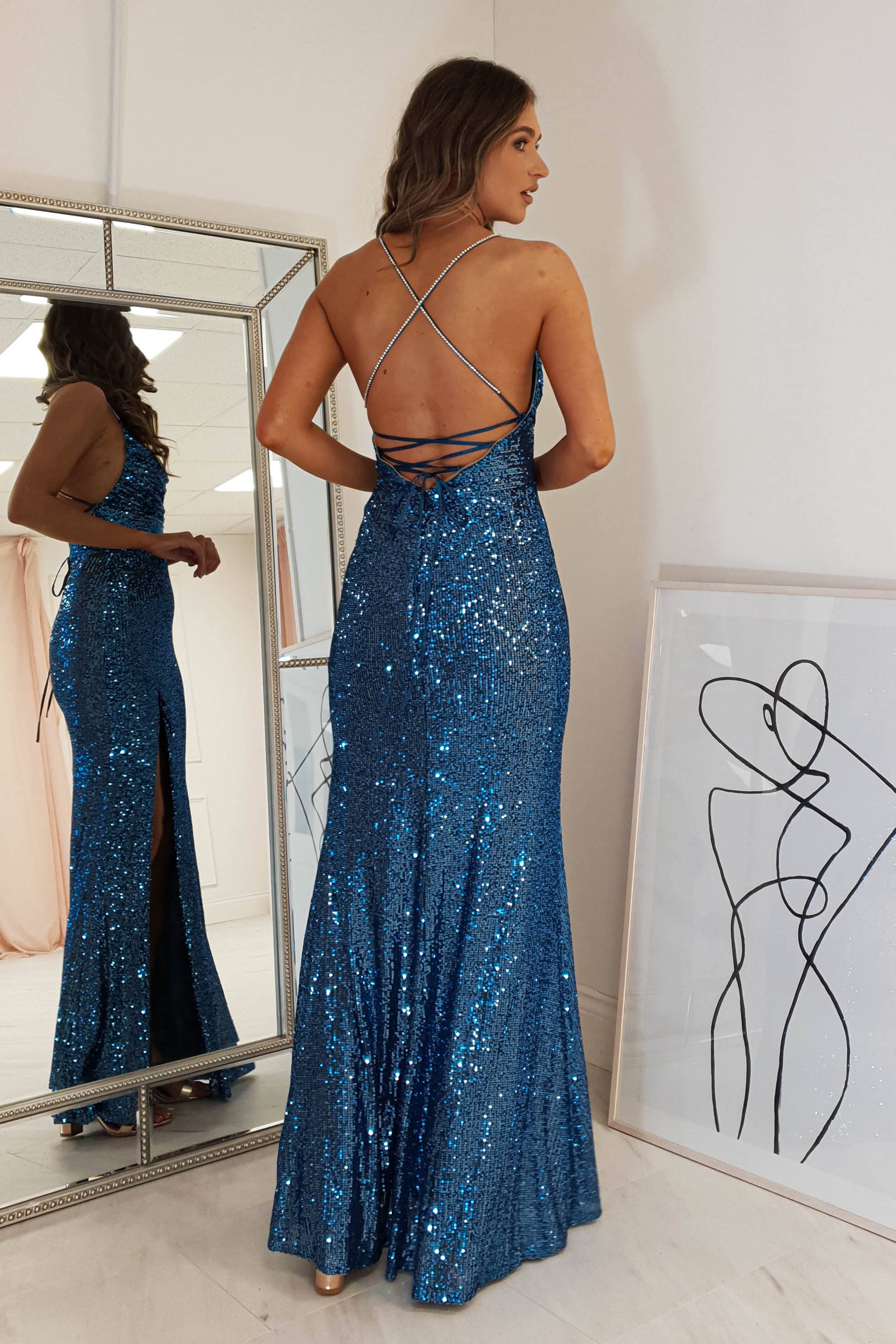 Alamour Sequin Luxe Gown | Lapis Blue - Image 9