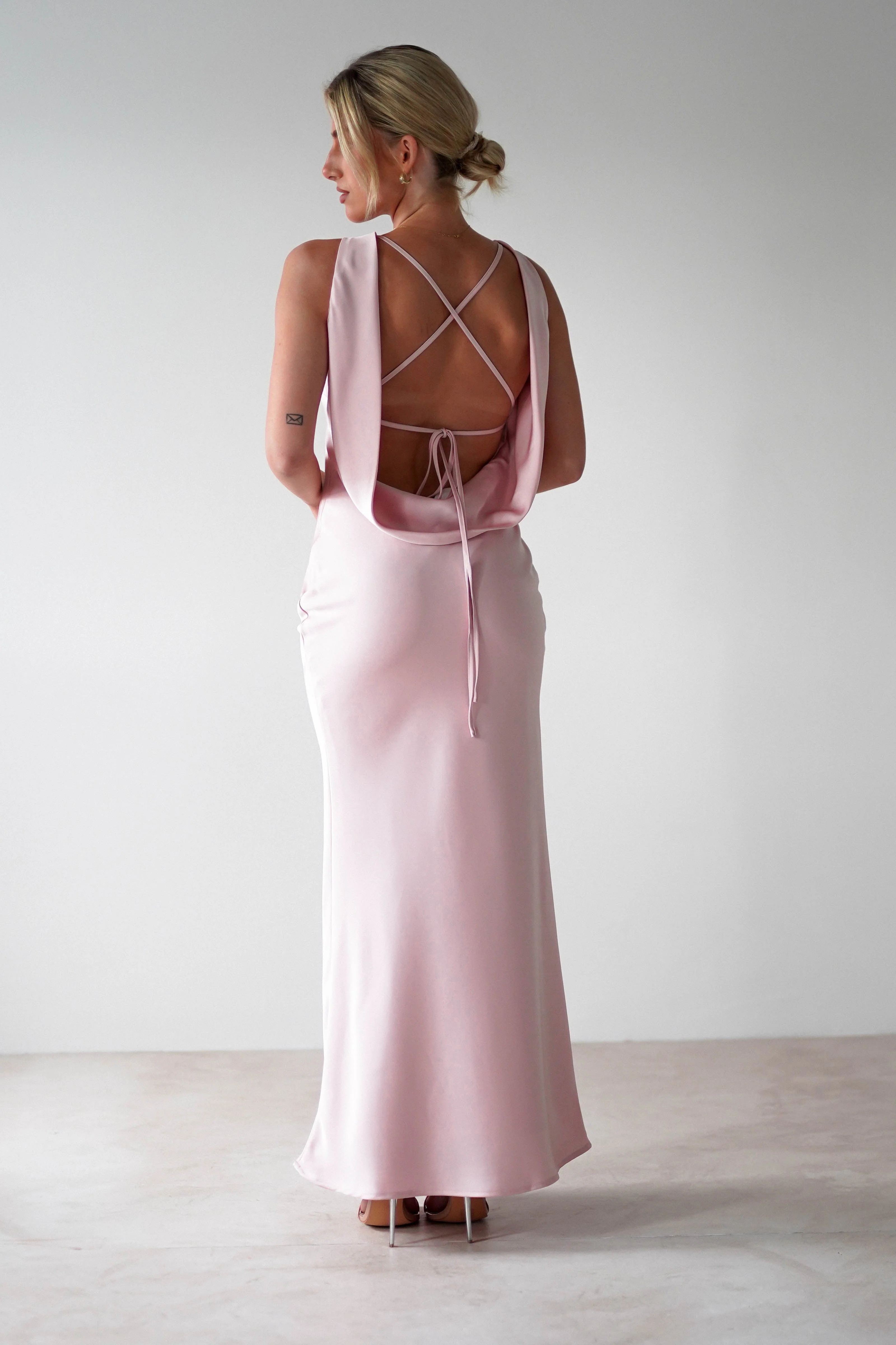 Alanna Soft Matte Satin Maxi Dress | Blush Pink