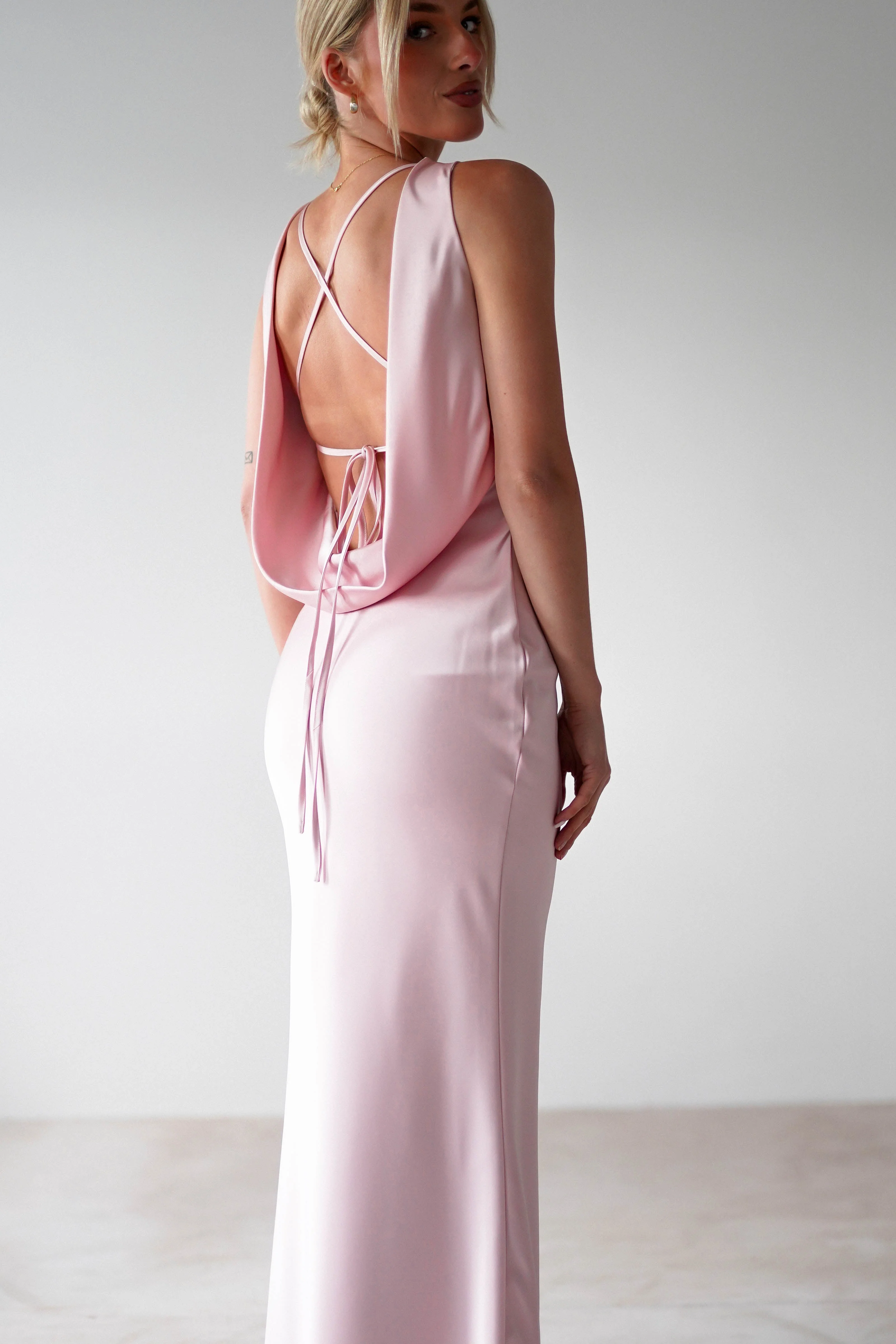 Alanna Soft Matte Satin Maxi Dress | Blush Pink - Image 9