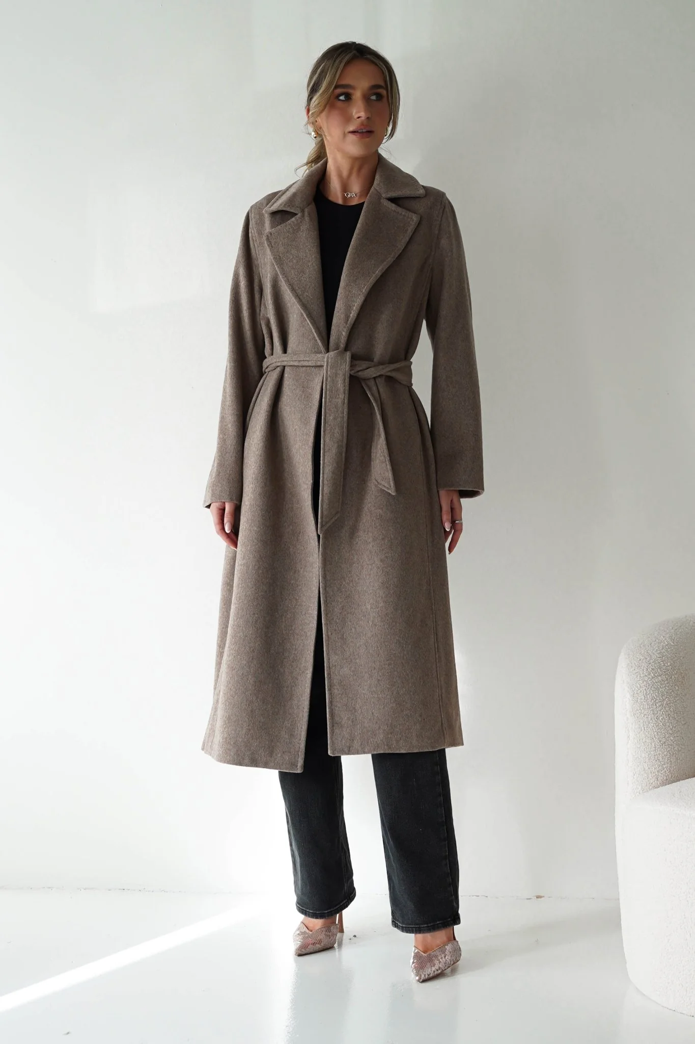 Alicia Belted Wool Coat | Taupe - Image 4