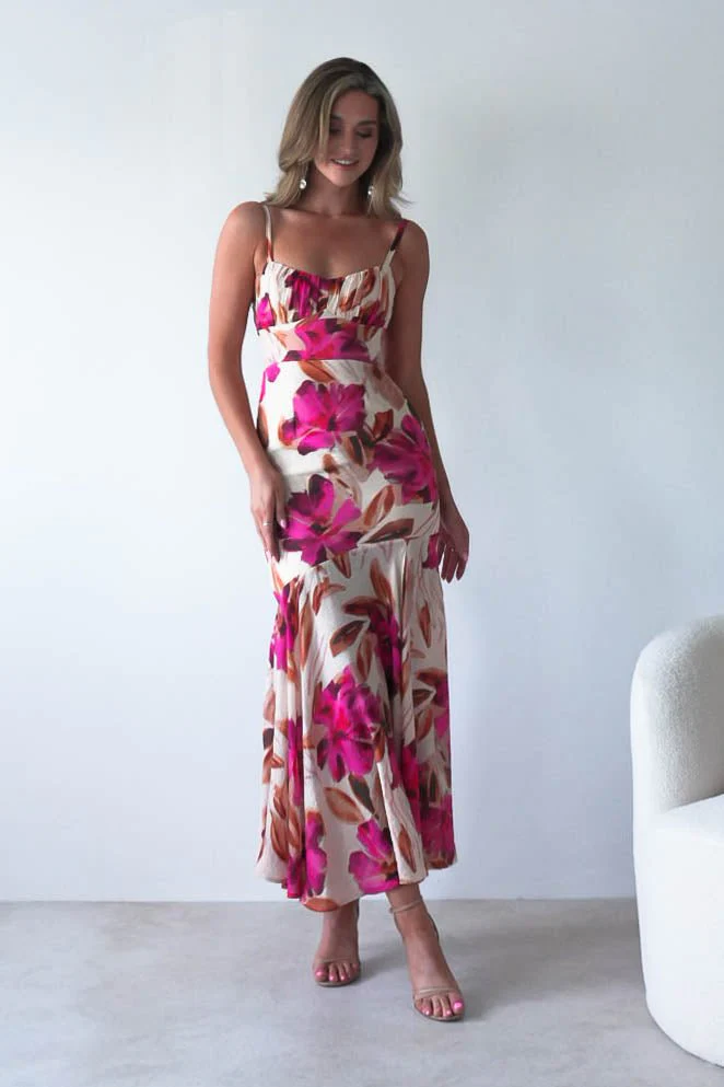 Amari Floral Print Midaxi Dress | Mixed Print - Image 8