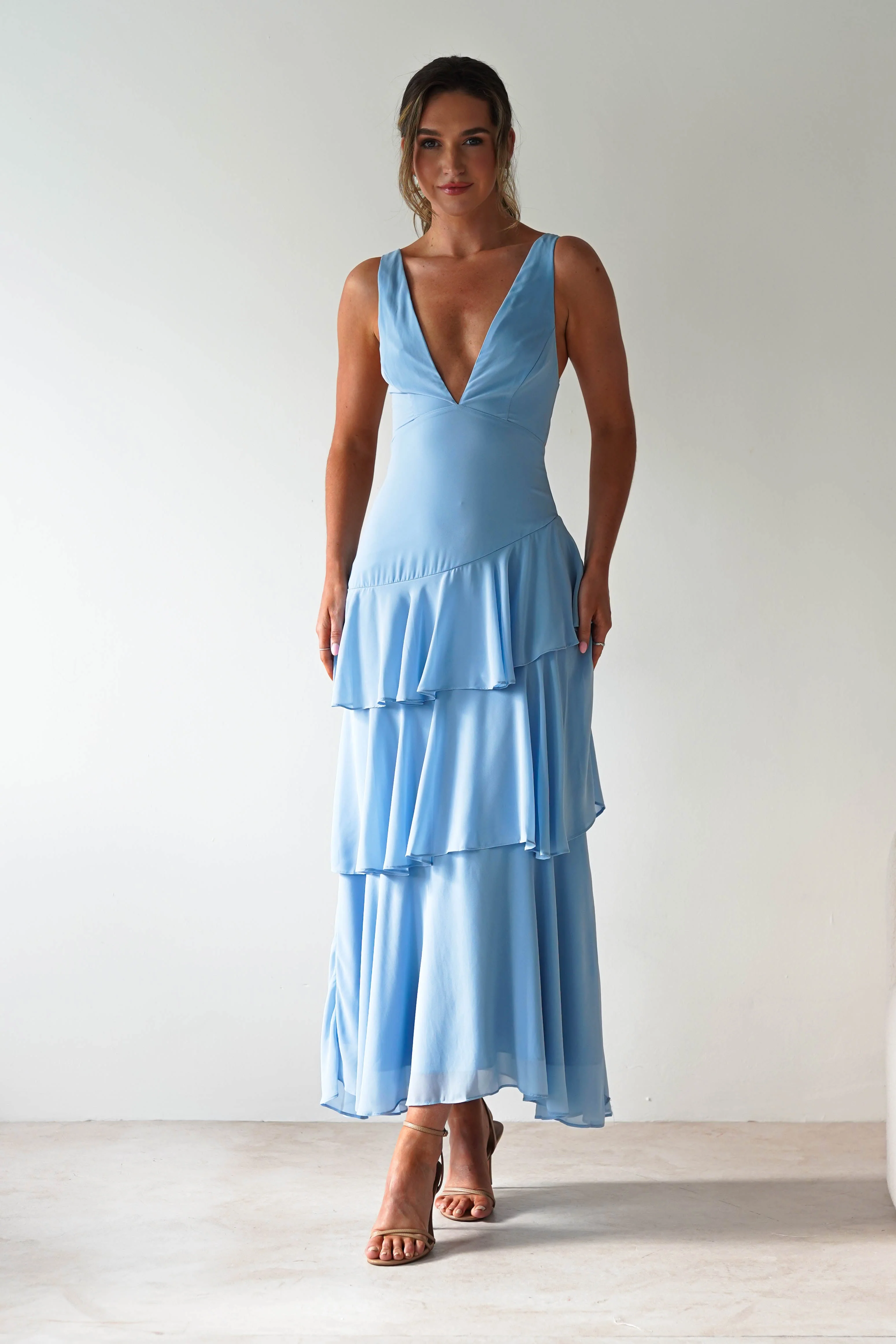 Andalusia Ruffle Maxi Dress | Blue - Image 10
