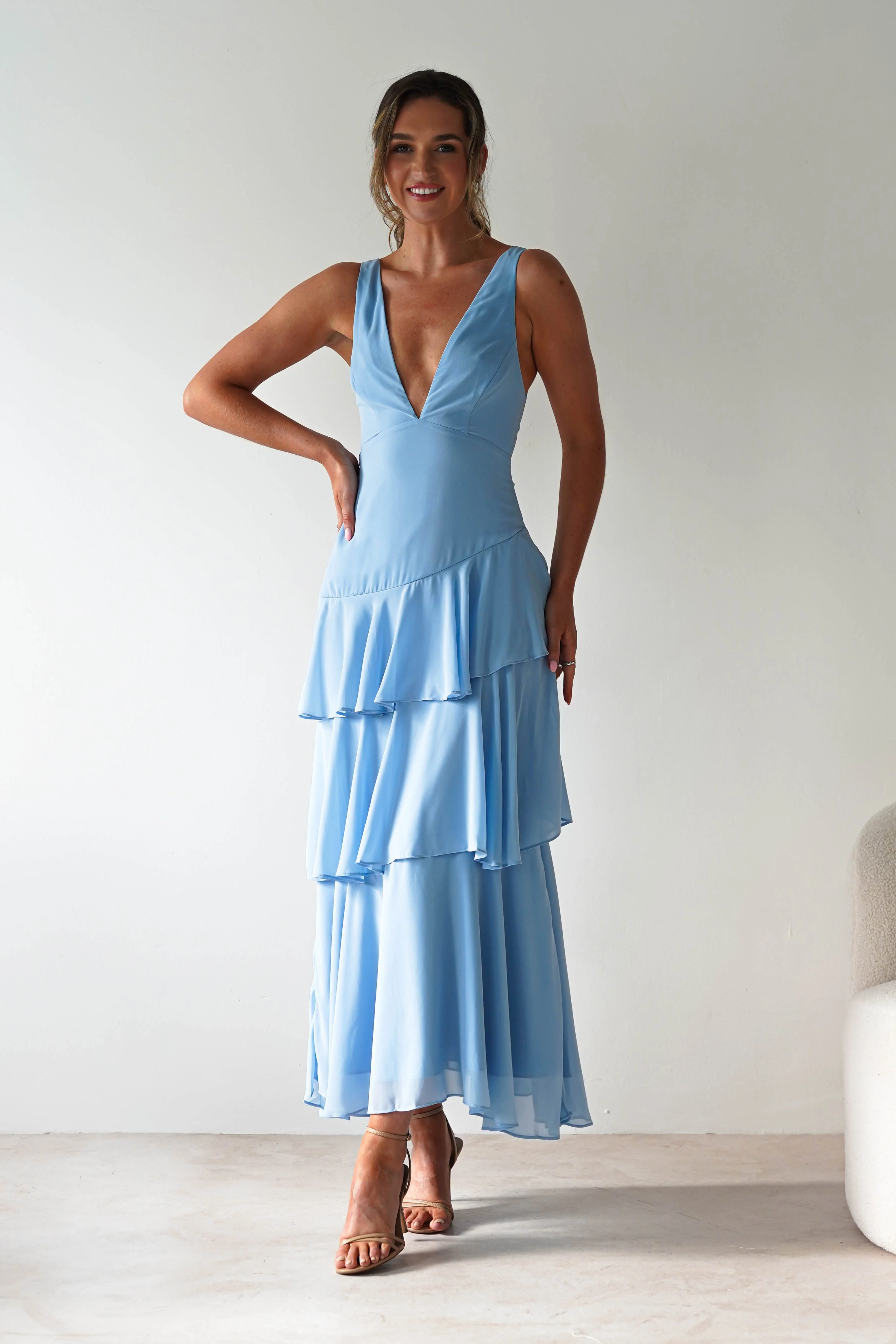 Andalusia Ruffle Maxi Dress | Blue - Image 5