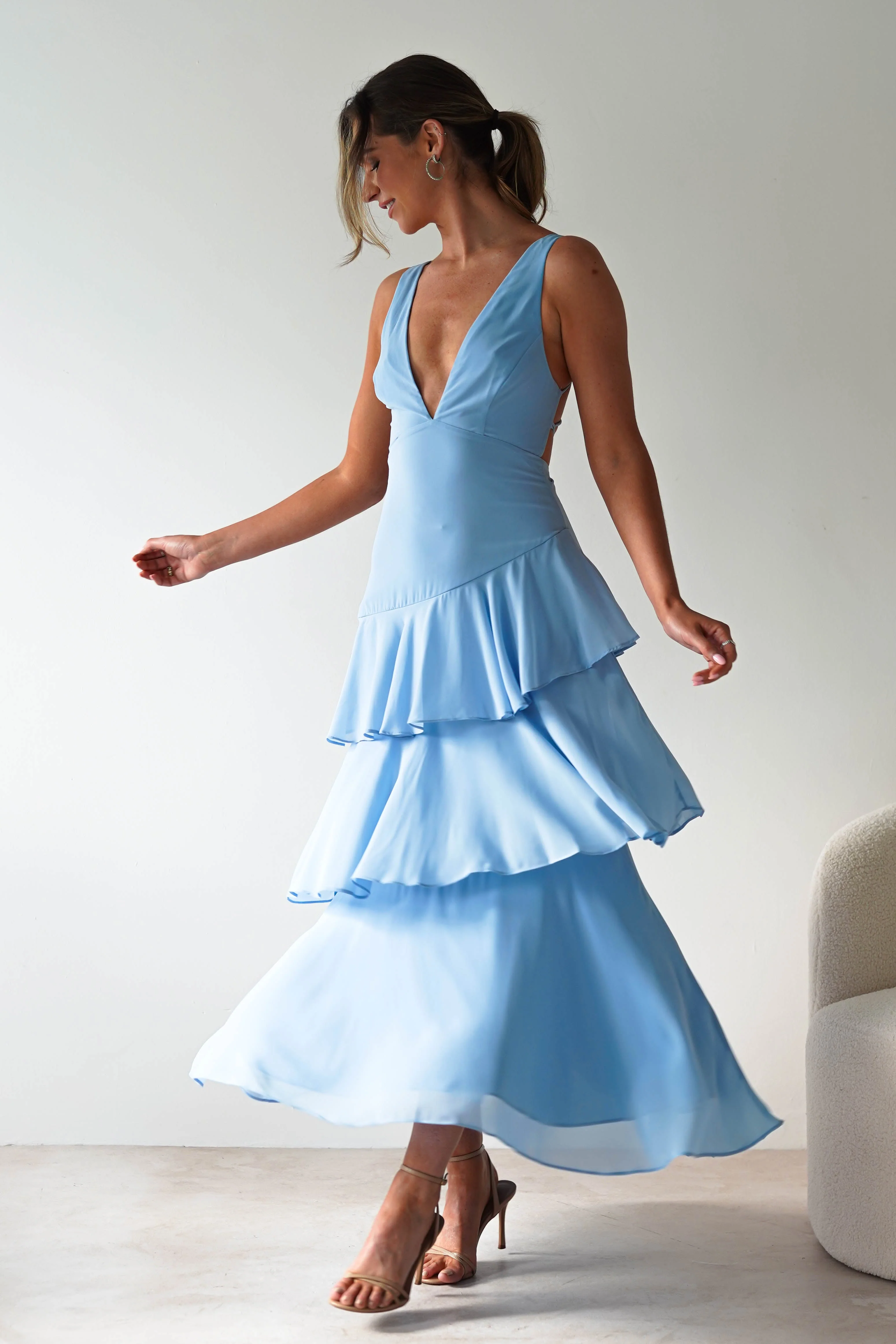 Andalusia Ruffle Maxi Dress | Blue - Image 7
