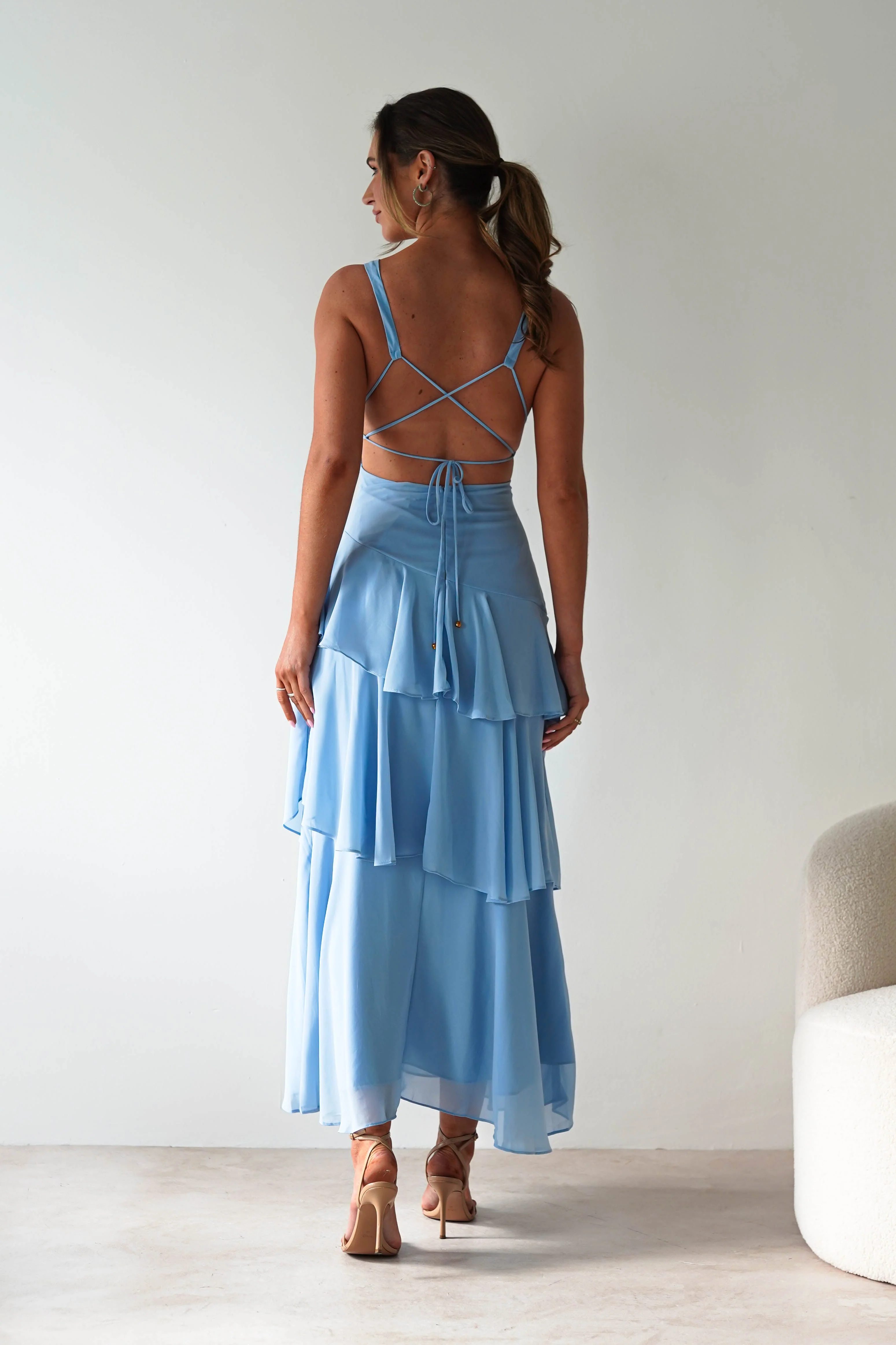 Andalusia Ruffle Maxi Dress | Blue - Image 8