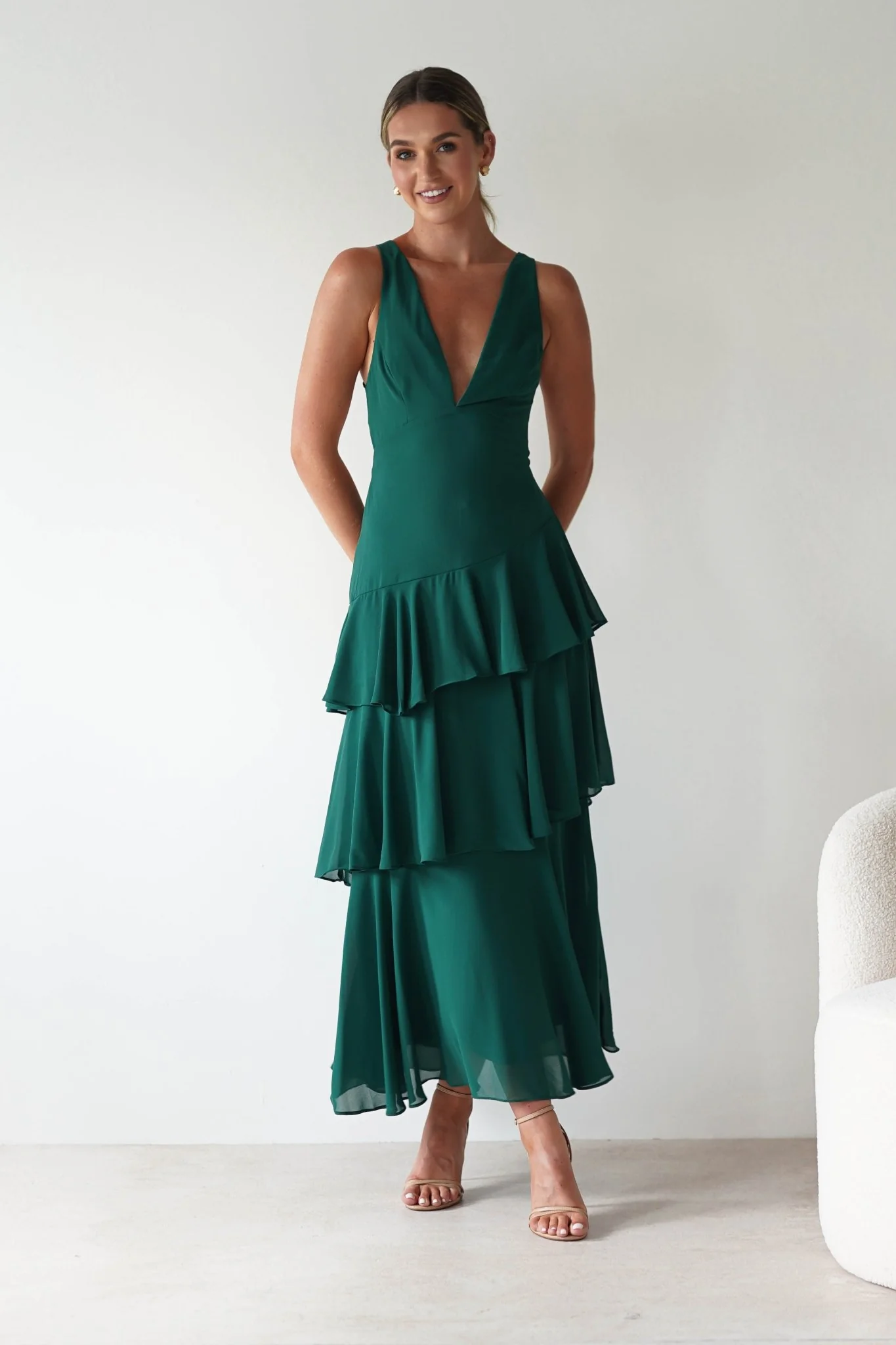 Andalusia Ruffle Maxi Dress | Forest Green - Image 2