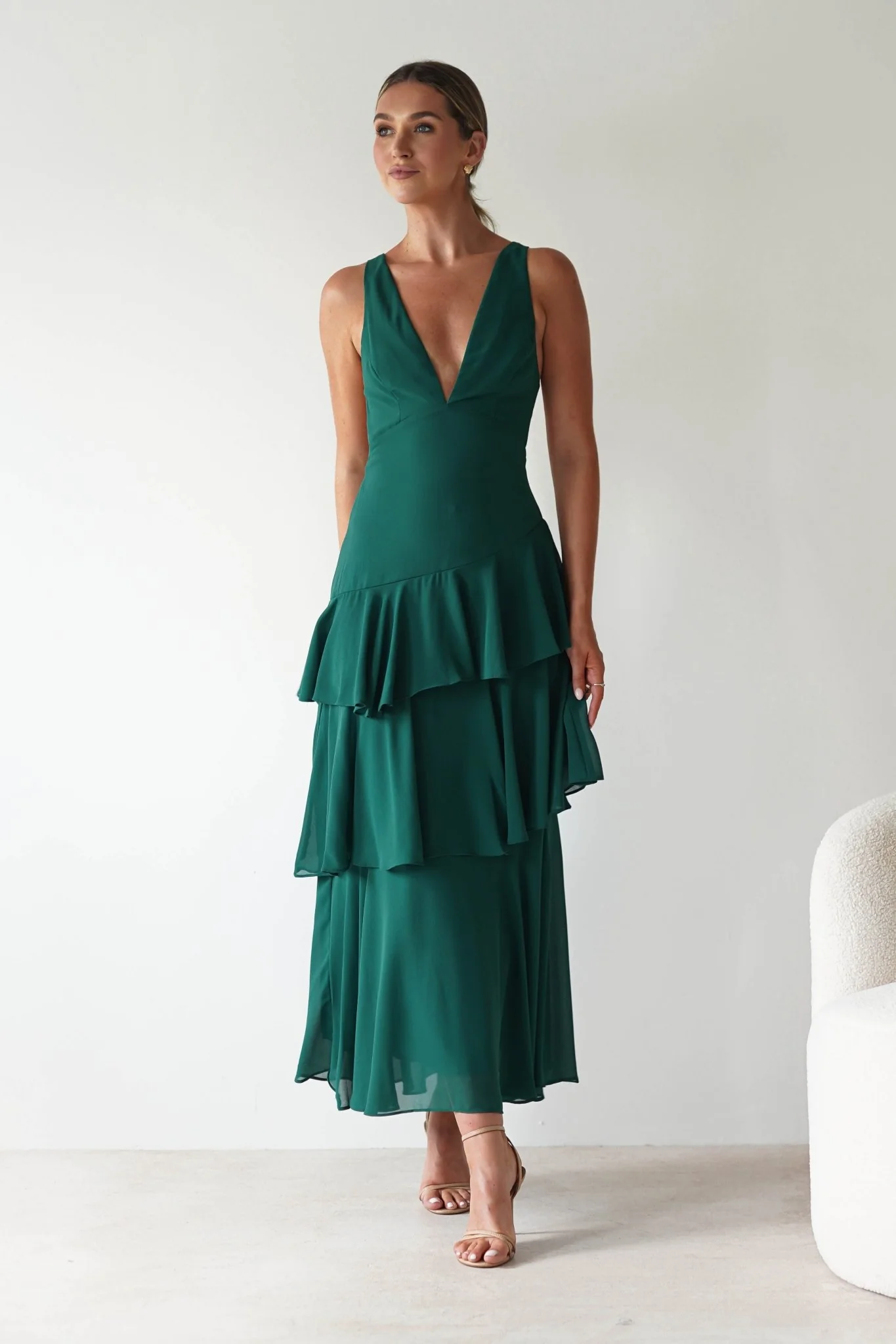 Andalusia Ruffle Maxi Dress | Forest Green - Image 6