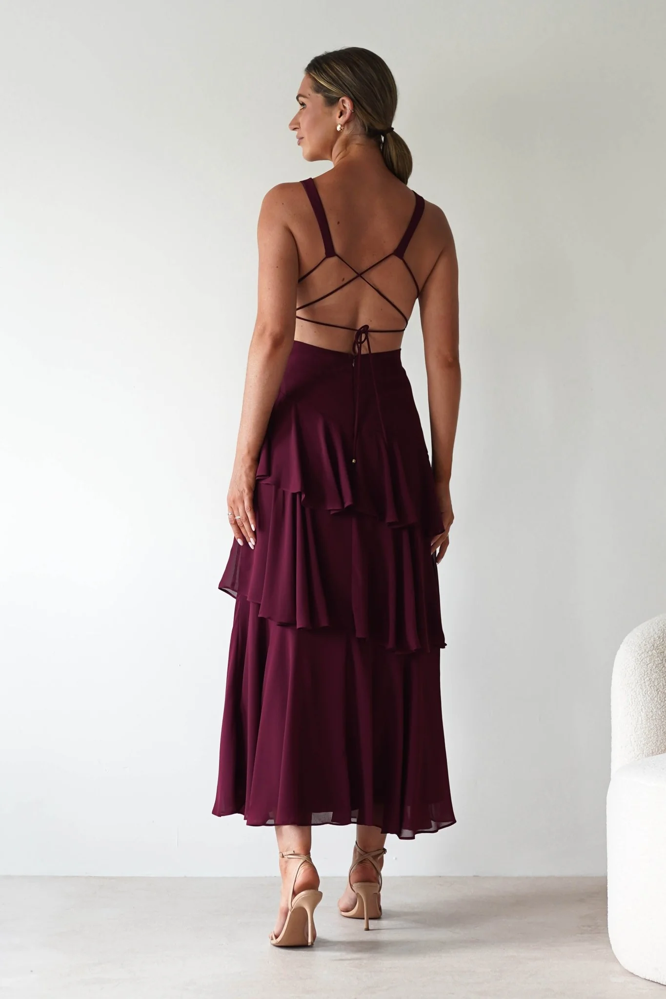 Andalusia Ruffle Maxi Dress | Wine - Image 8