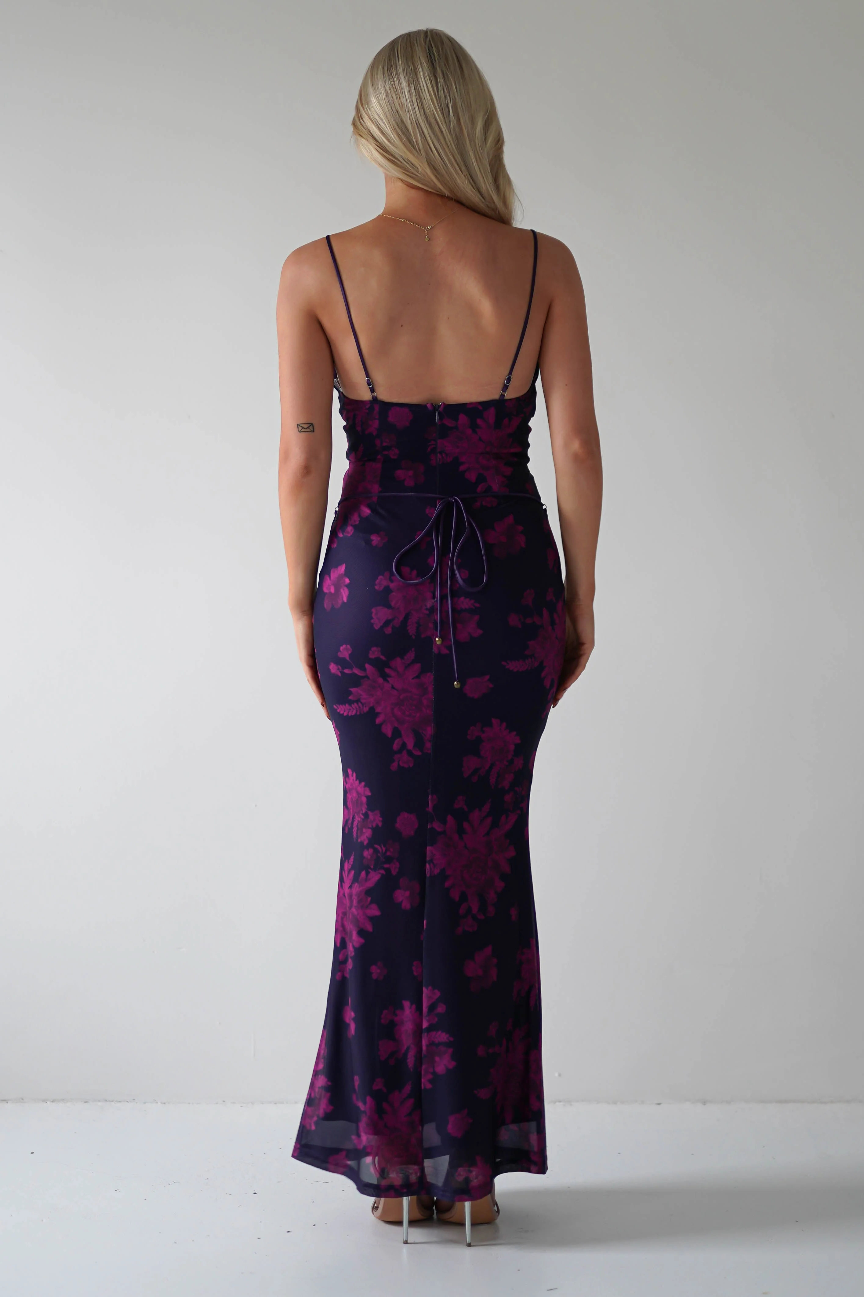 Audrie Bodycon Printed Maxi Dress | Grape - Image 5