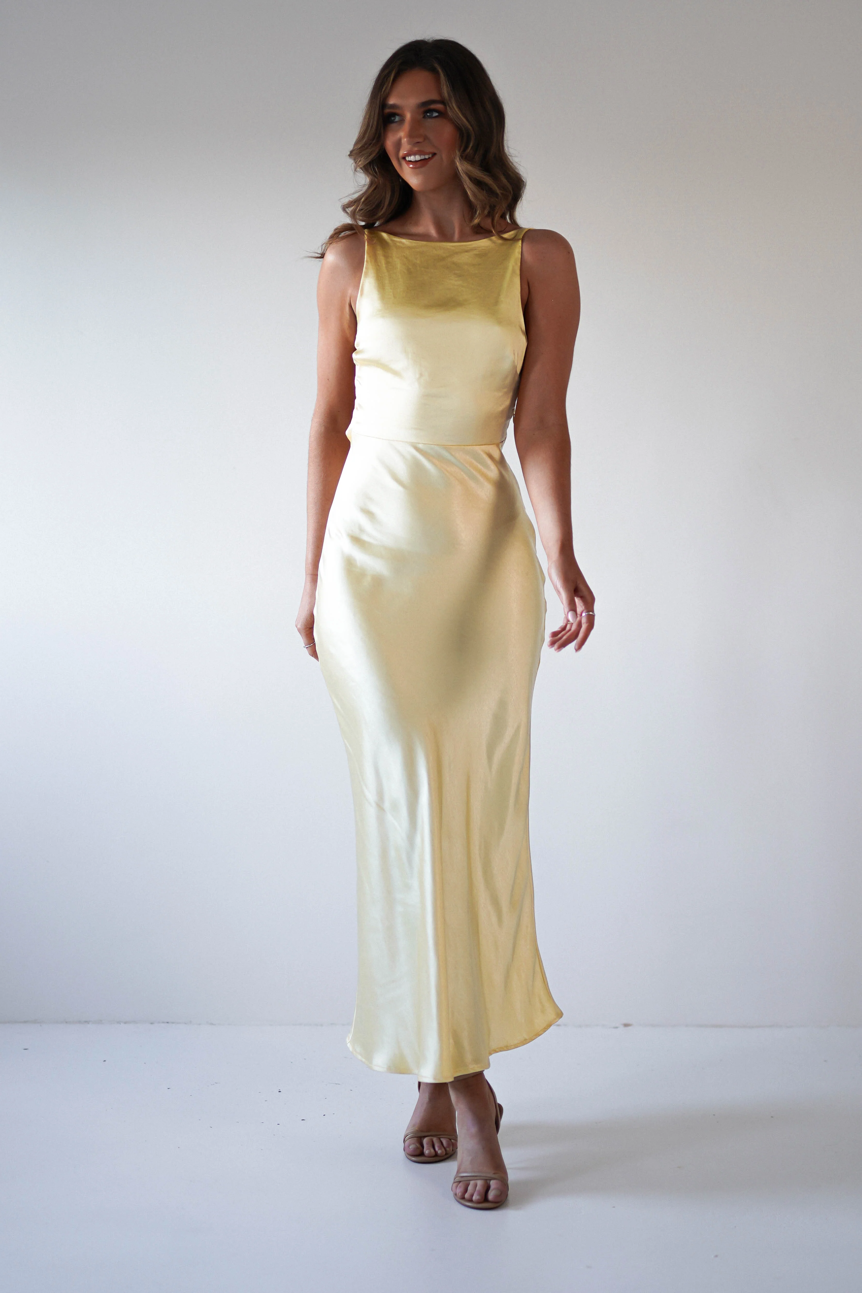 Bayleigh Soft Satin Maxi Dress | Yellow - Image 3