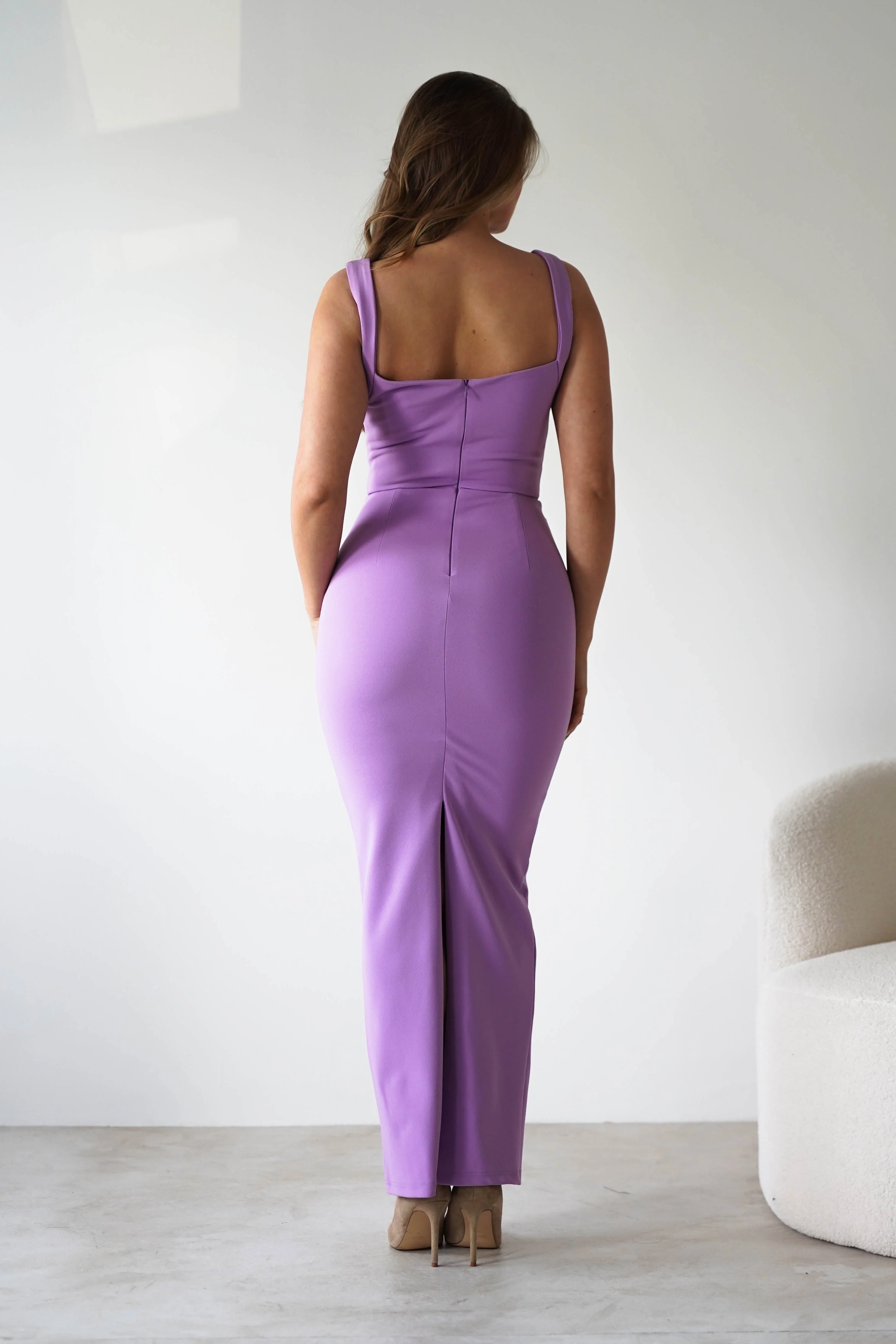 Brooke Square Neck Maxi Dress | Lilac - Image 3