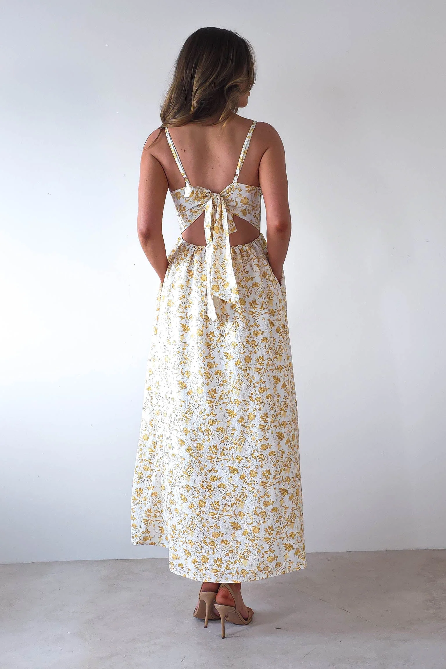 Carolyn Floral Print Maxi Dress | Yellow Print - Image 6