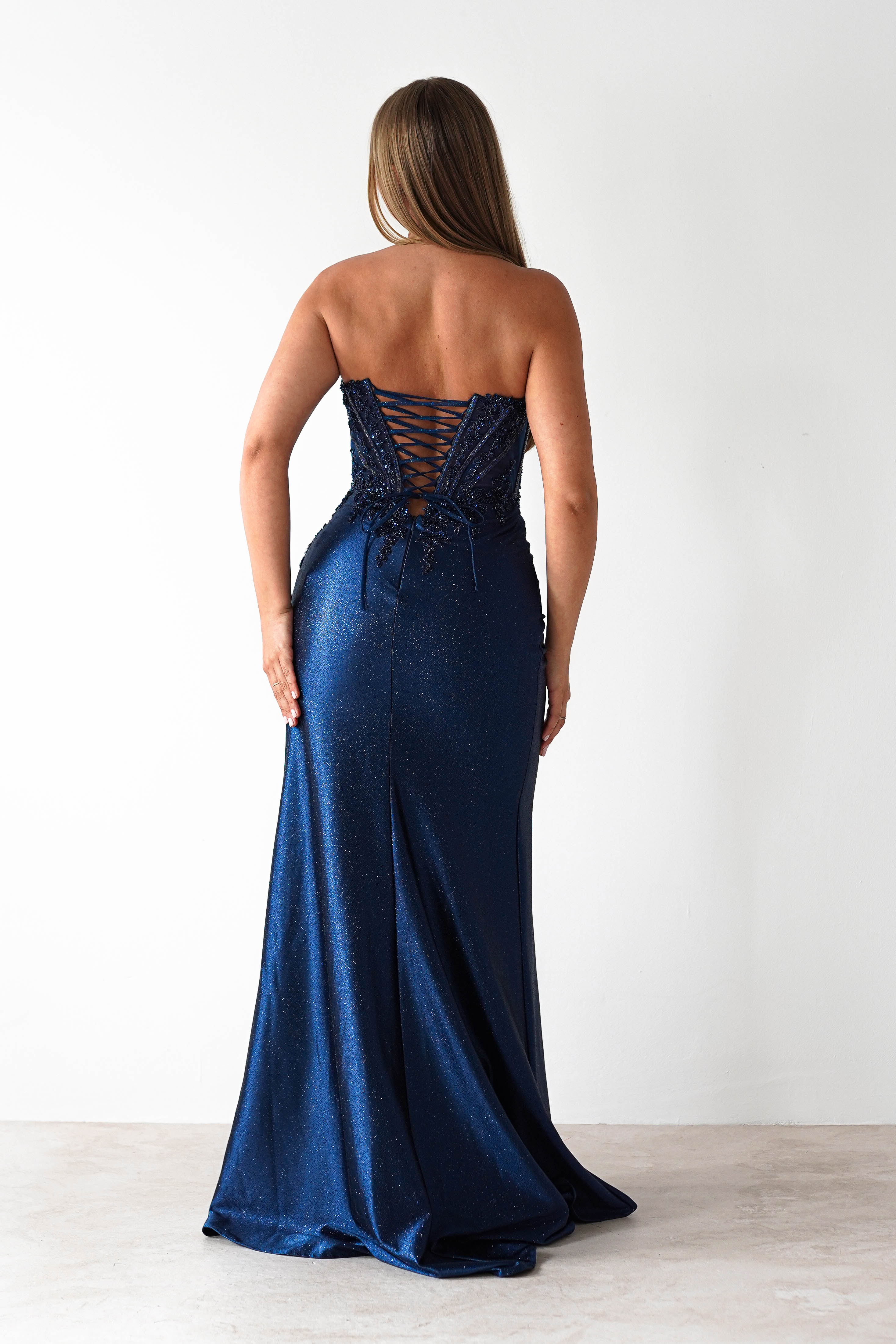 Caspian Embellished Bodycon Gown | Navy - Image 7