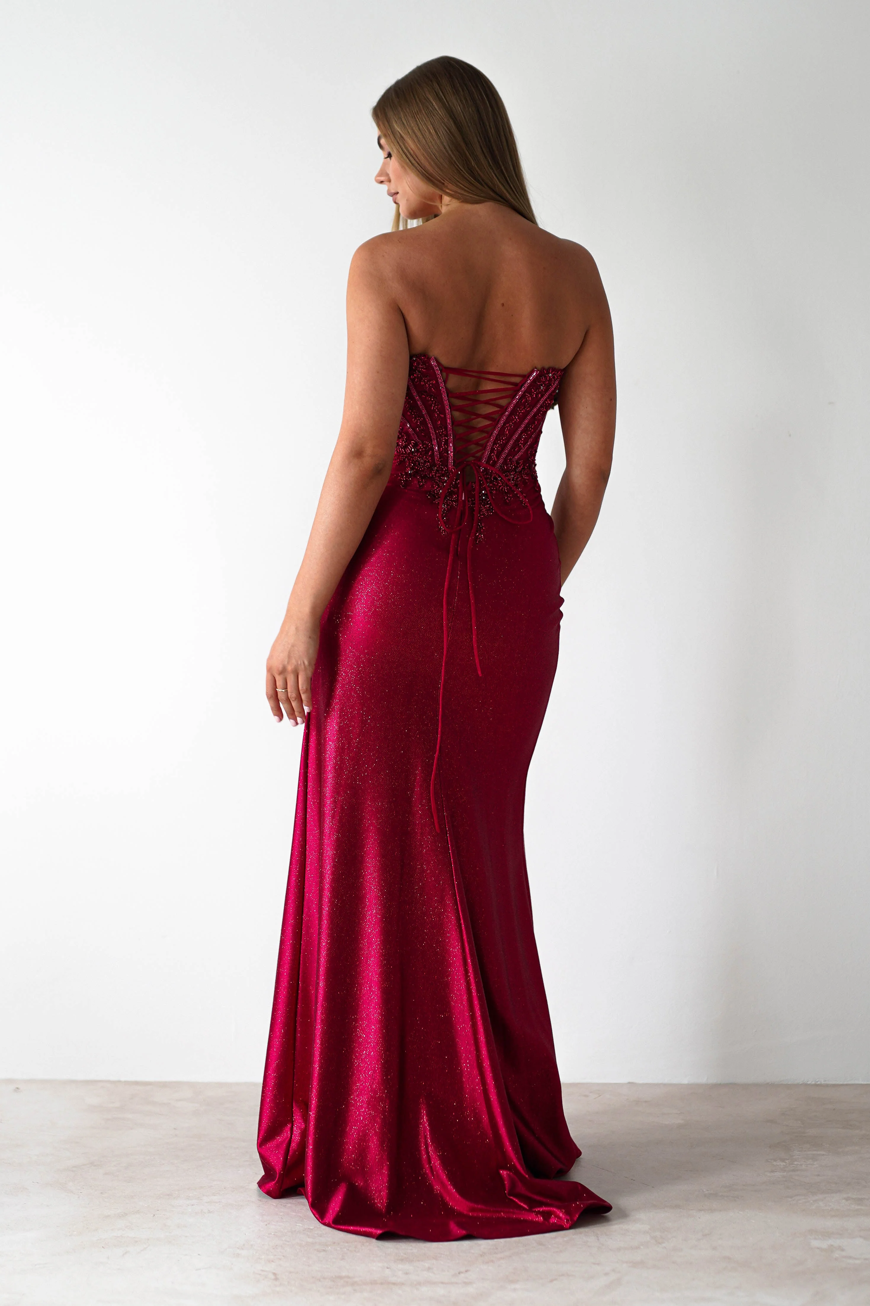 Caspian Embellished Bodycon Gown | Deep Red - Image 5