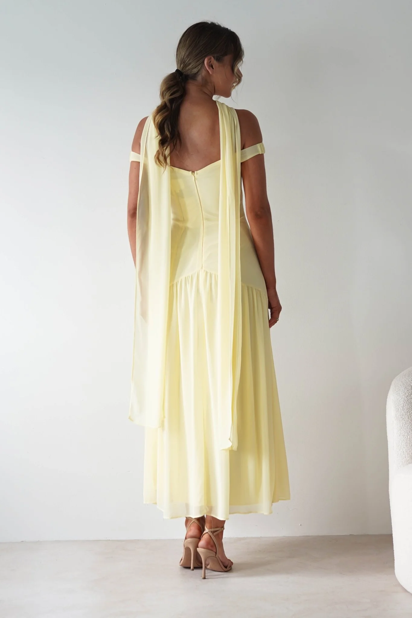 Cassandra Chiffon Skater Maxi Dress | Yellow - Image 5