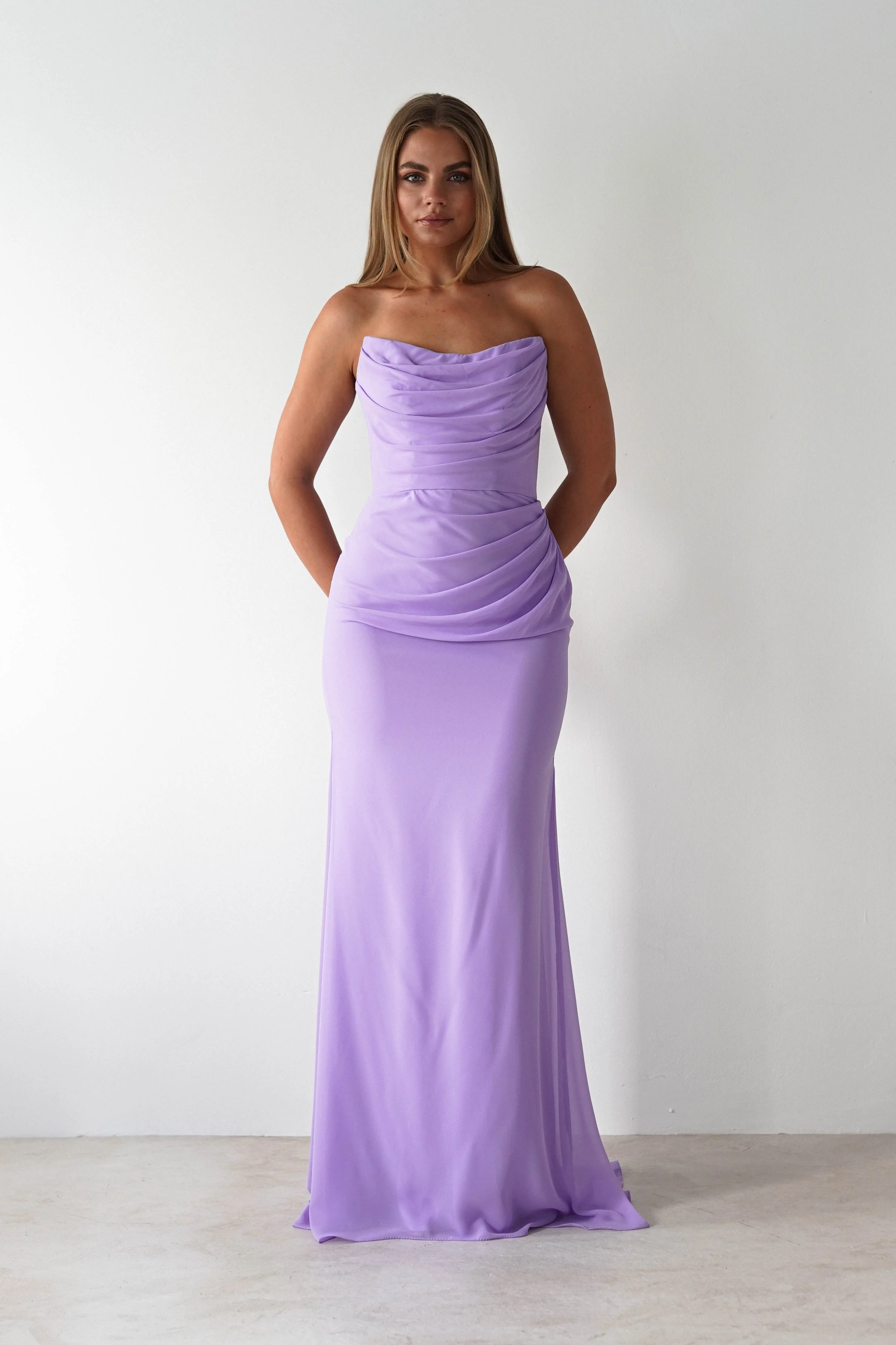 Caterina Strapless Maxi Dress | Lilac - Image 12