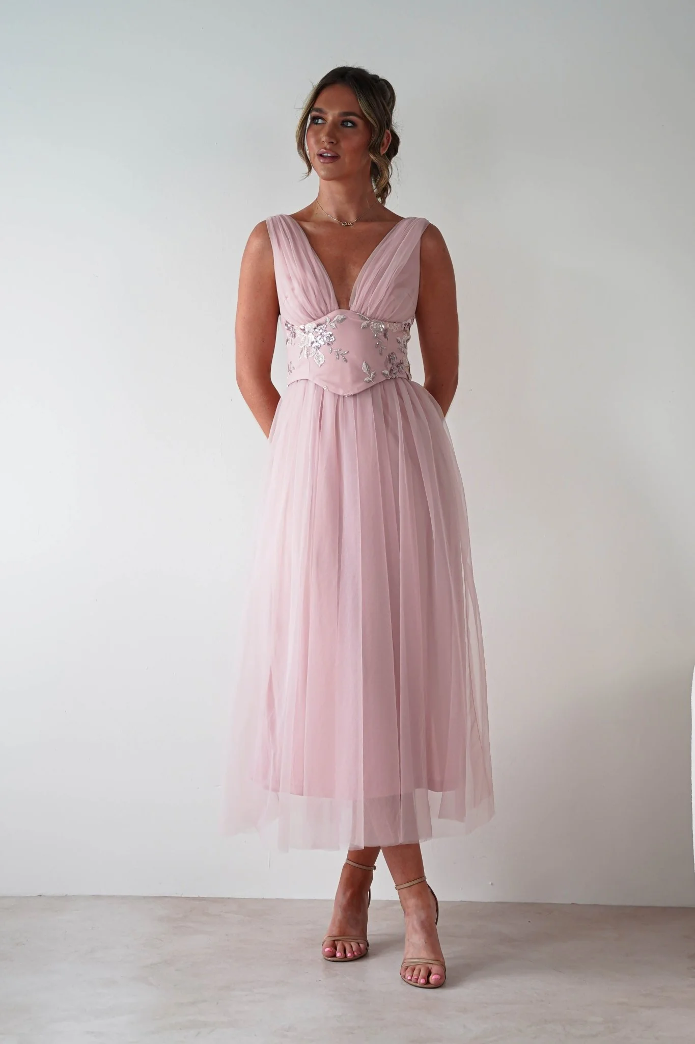Cecilia Tulle Maxi Dress | Blush Pink