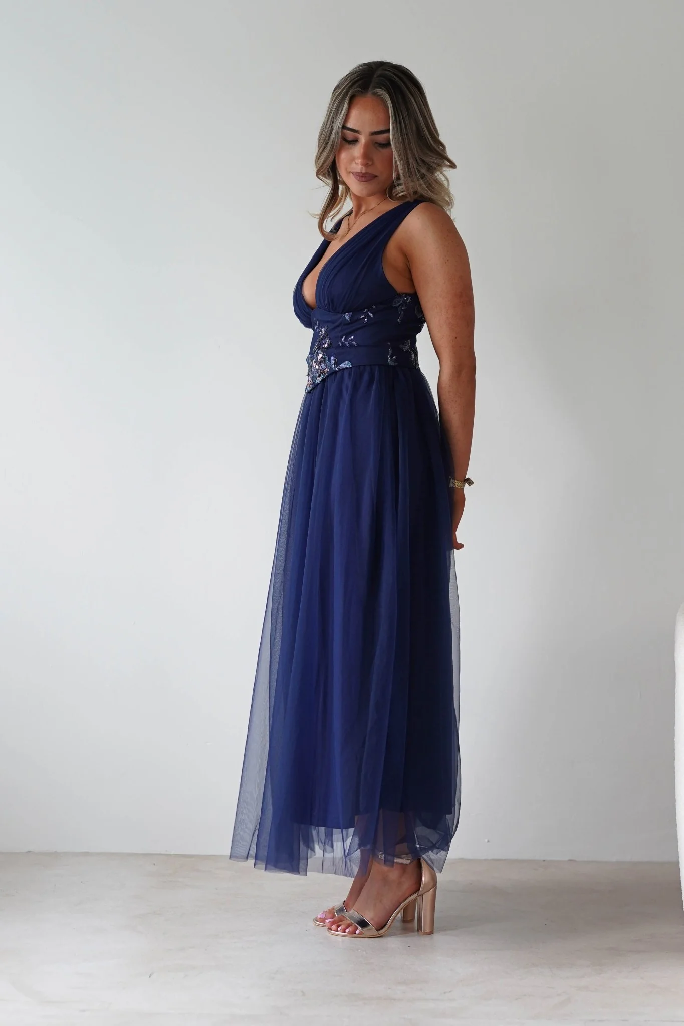 Cecilia Tulle Maxi Dress | Navy - Image 4