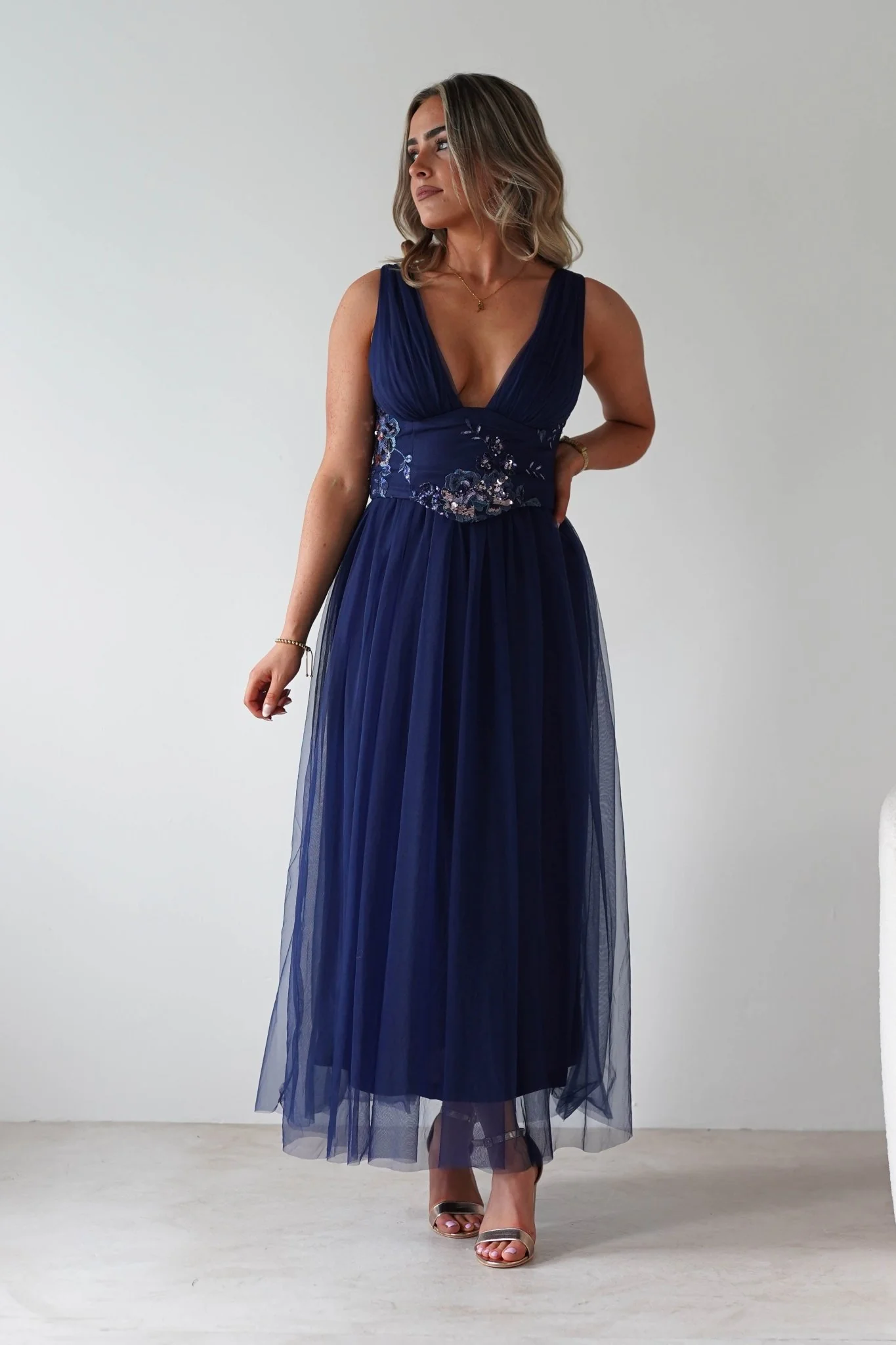 Cecilia Tulle Maxi Dress | Navy - Image 6