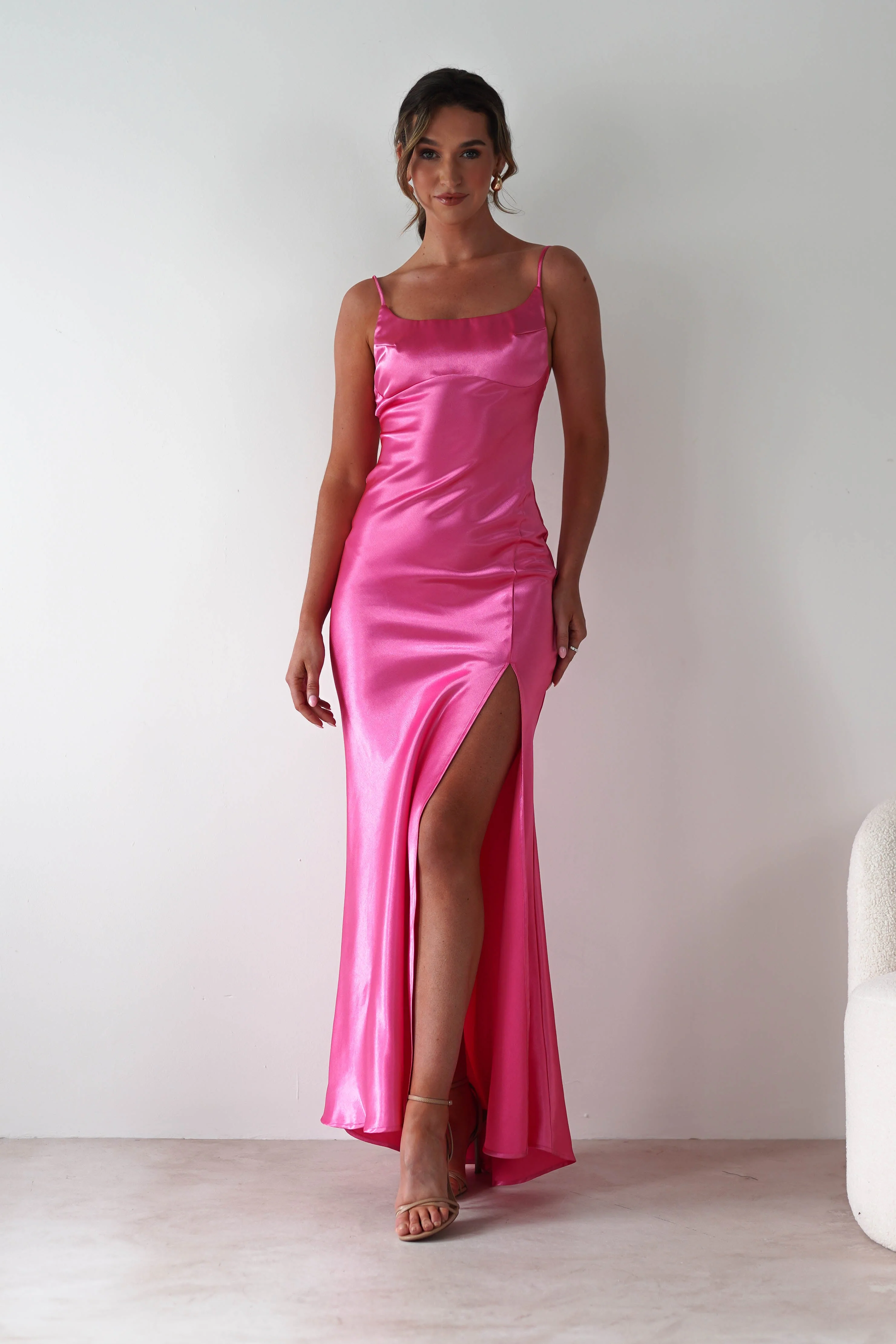 Celinee Satin Maxi Gown | Hot Pink - Image 7