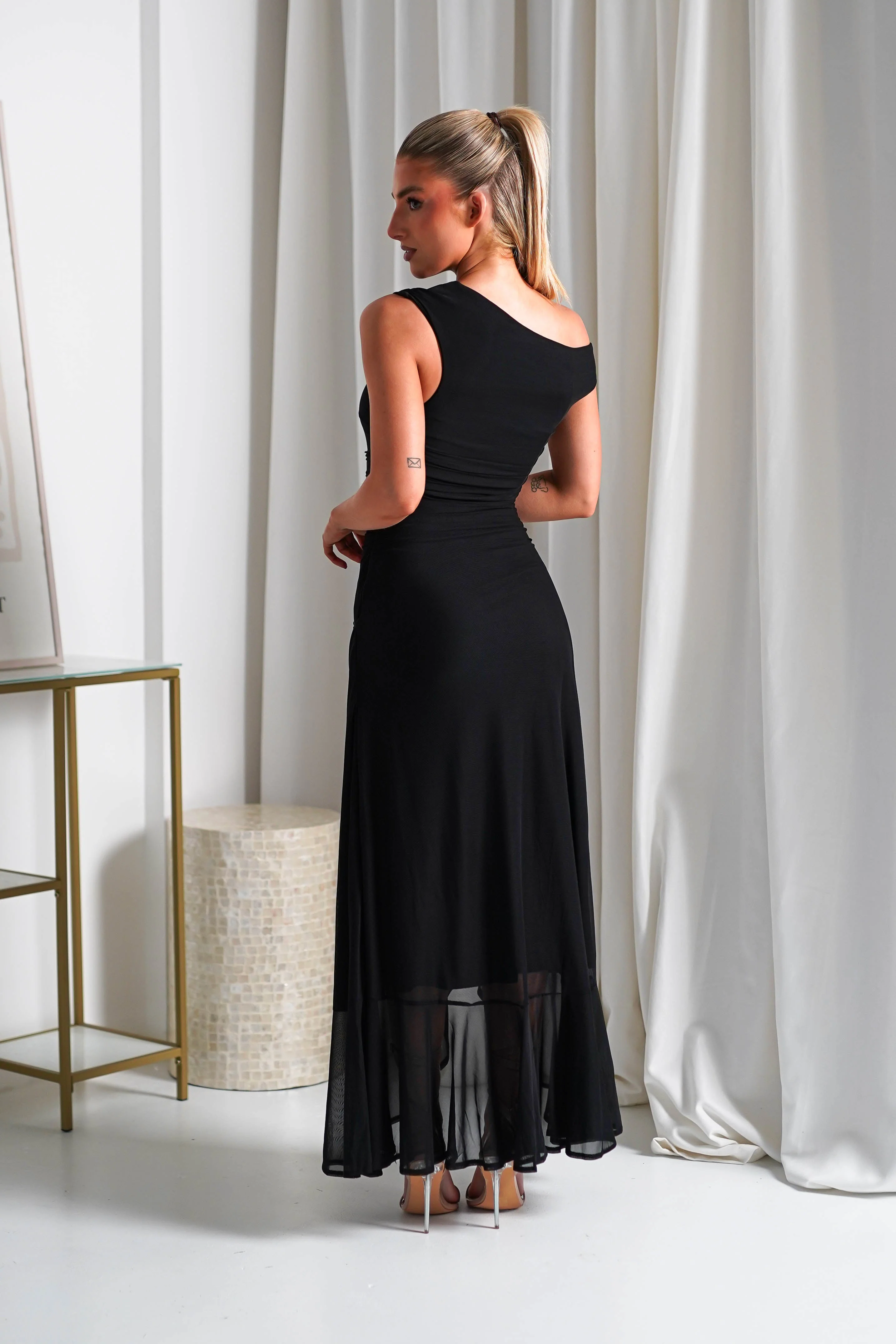 Cellinna Mesh Maxi Dress | Black - Image 4