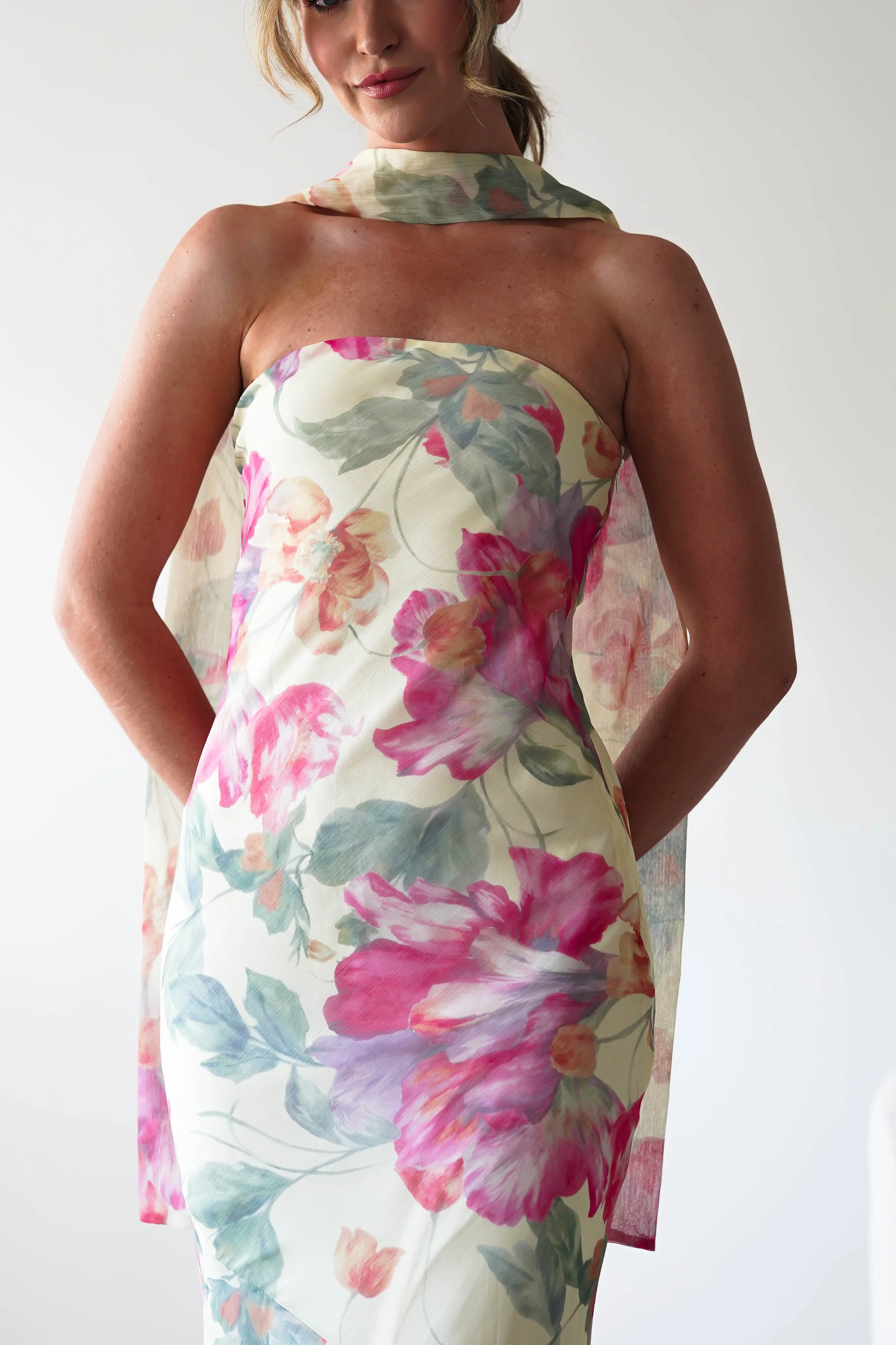 Charlene Floral Chiffon Maxi Dress | Yellow Print - Image 8
