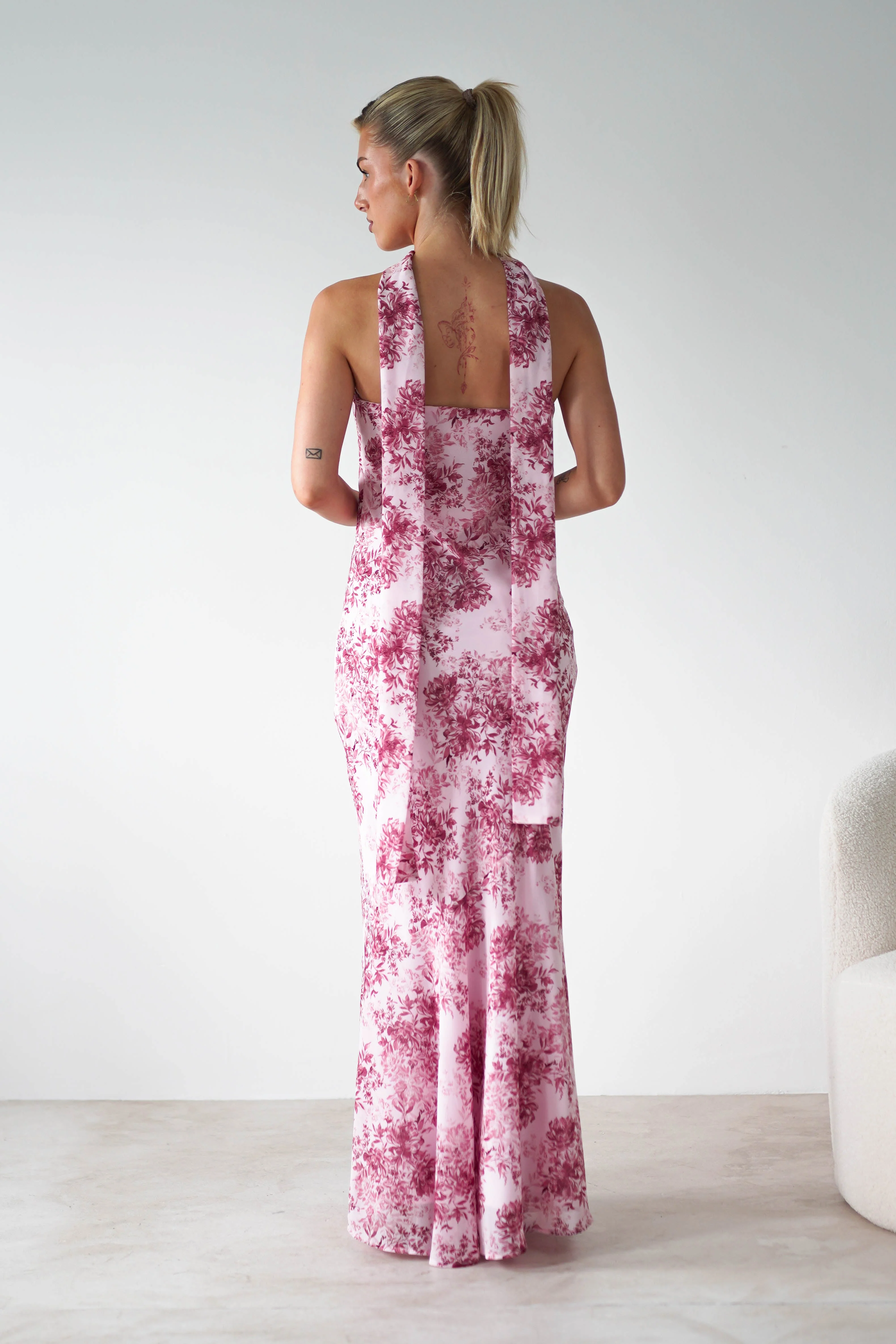 Charlene Floral Chiffon Maxi Dress | Pink Print - Image 2