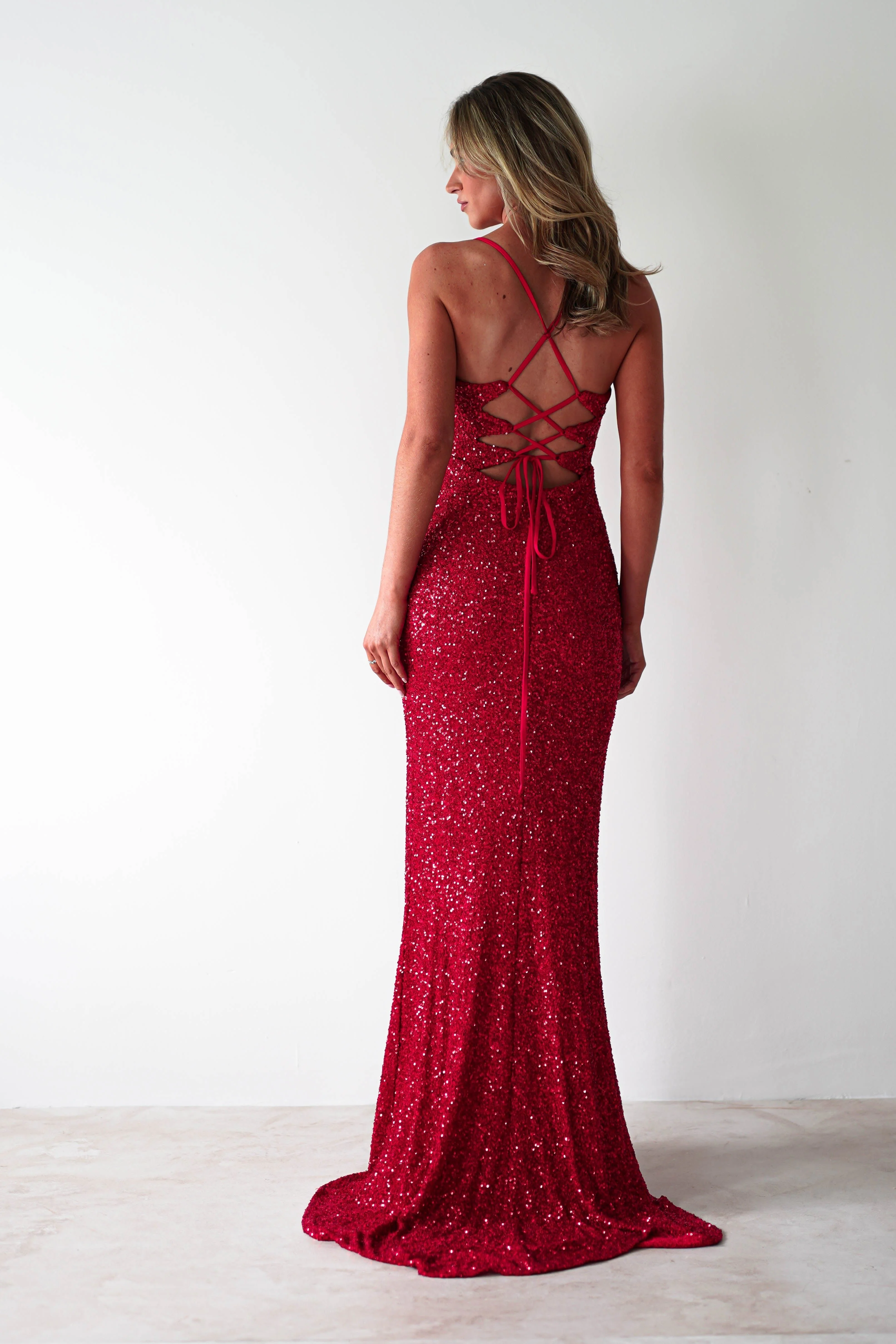 Clarisse Bodycon Sequin Gown | Red - Image 10