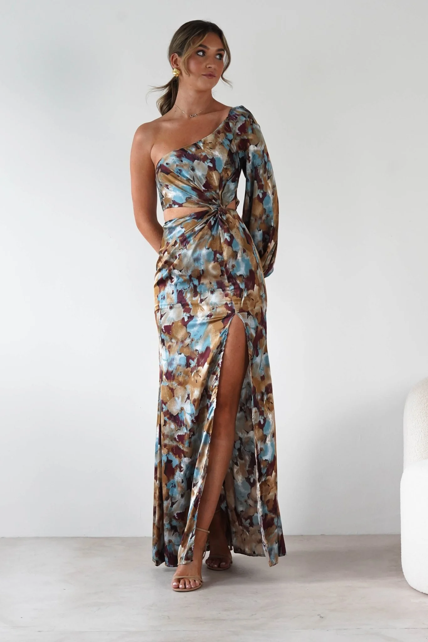 Corina One Sleeve Maxi Dress | Mixed Print - Image 3