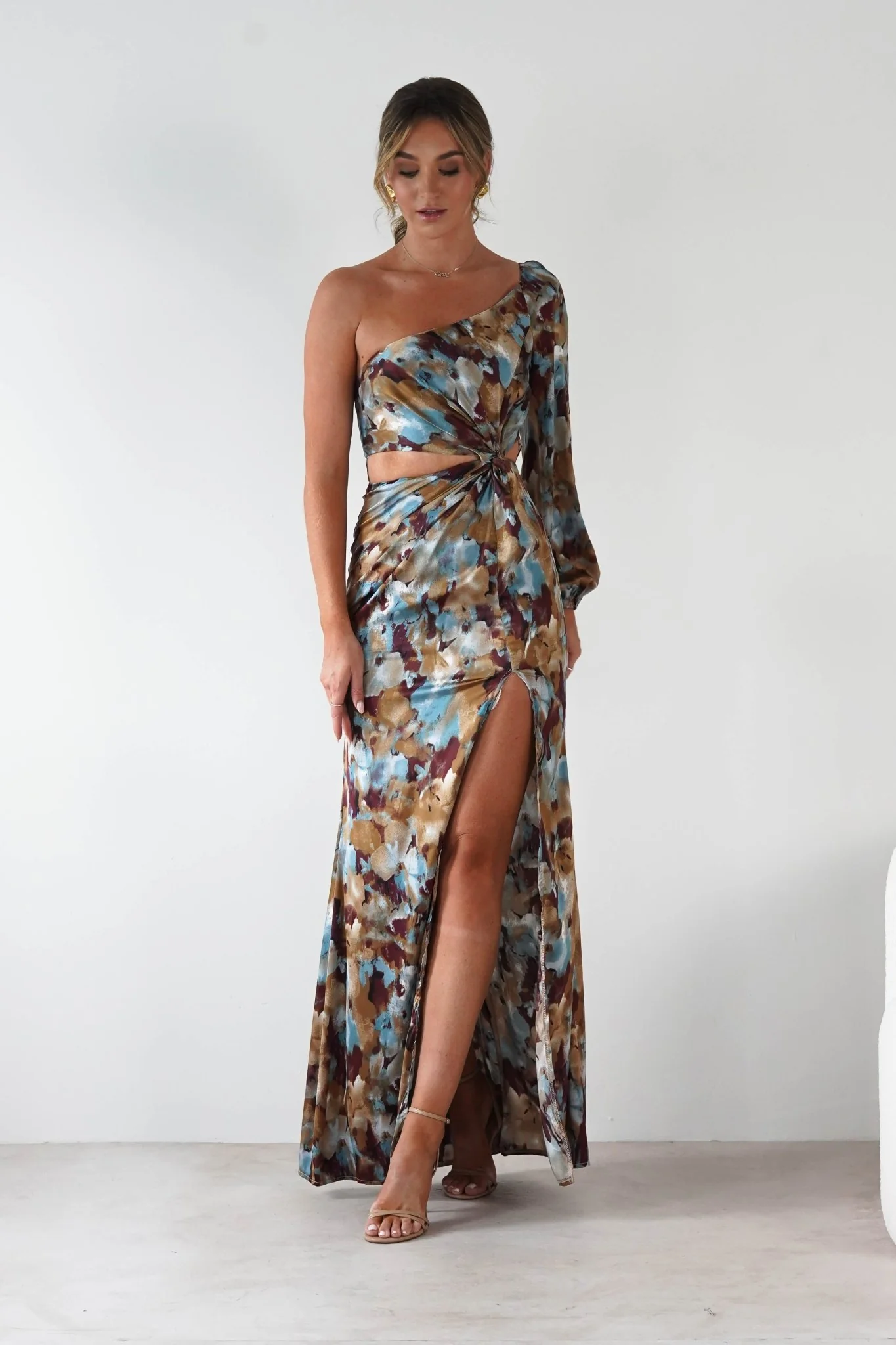 Corina One Sleeve Maxi Dress | Mixed Print - Image 8