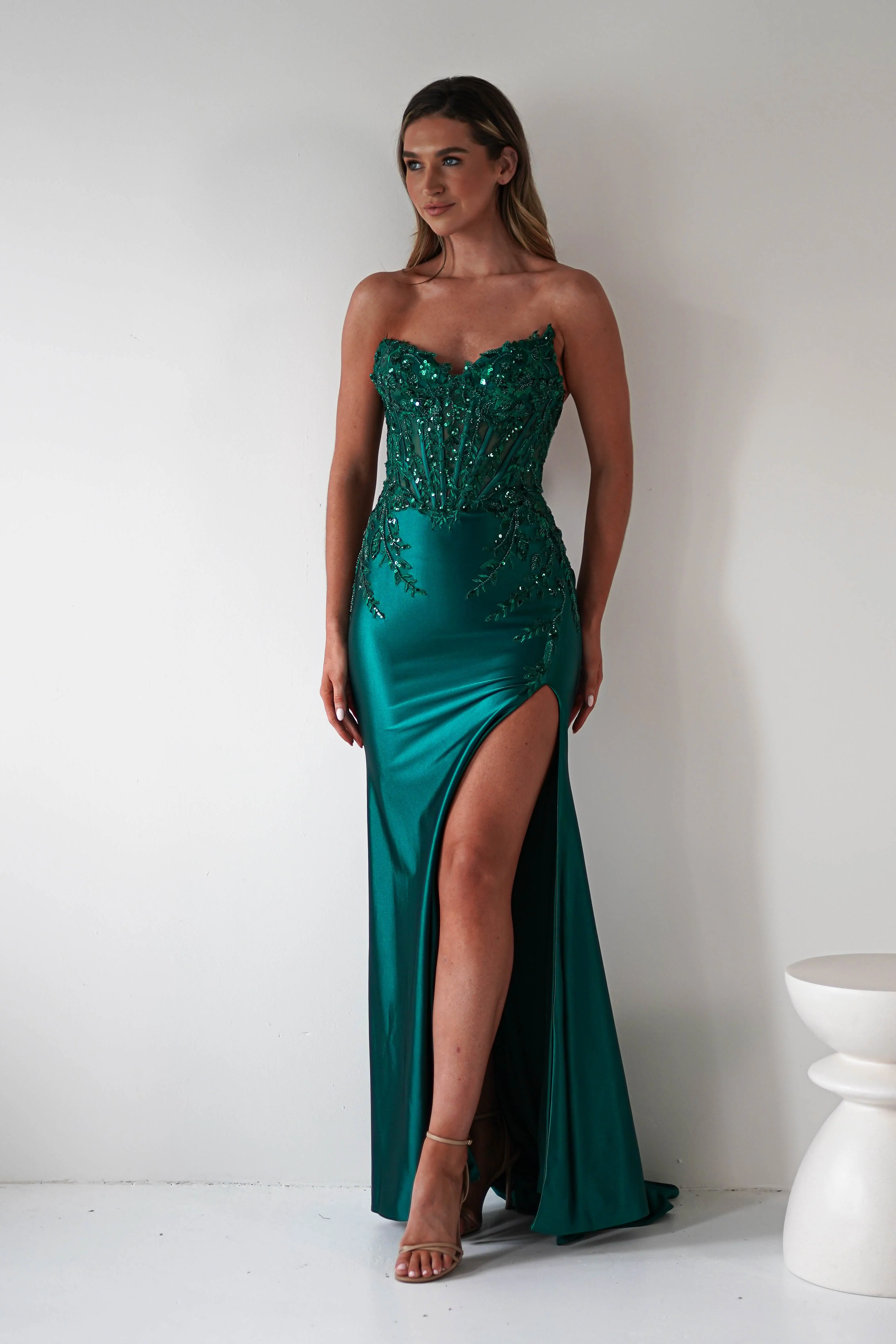 Dallas Luxe Embellished Gown | Emerald Green - Image 8