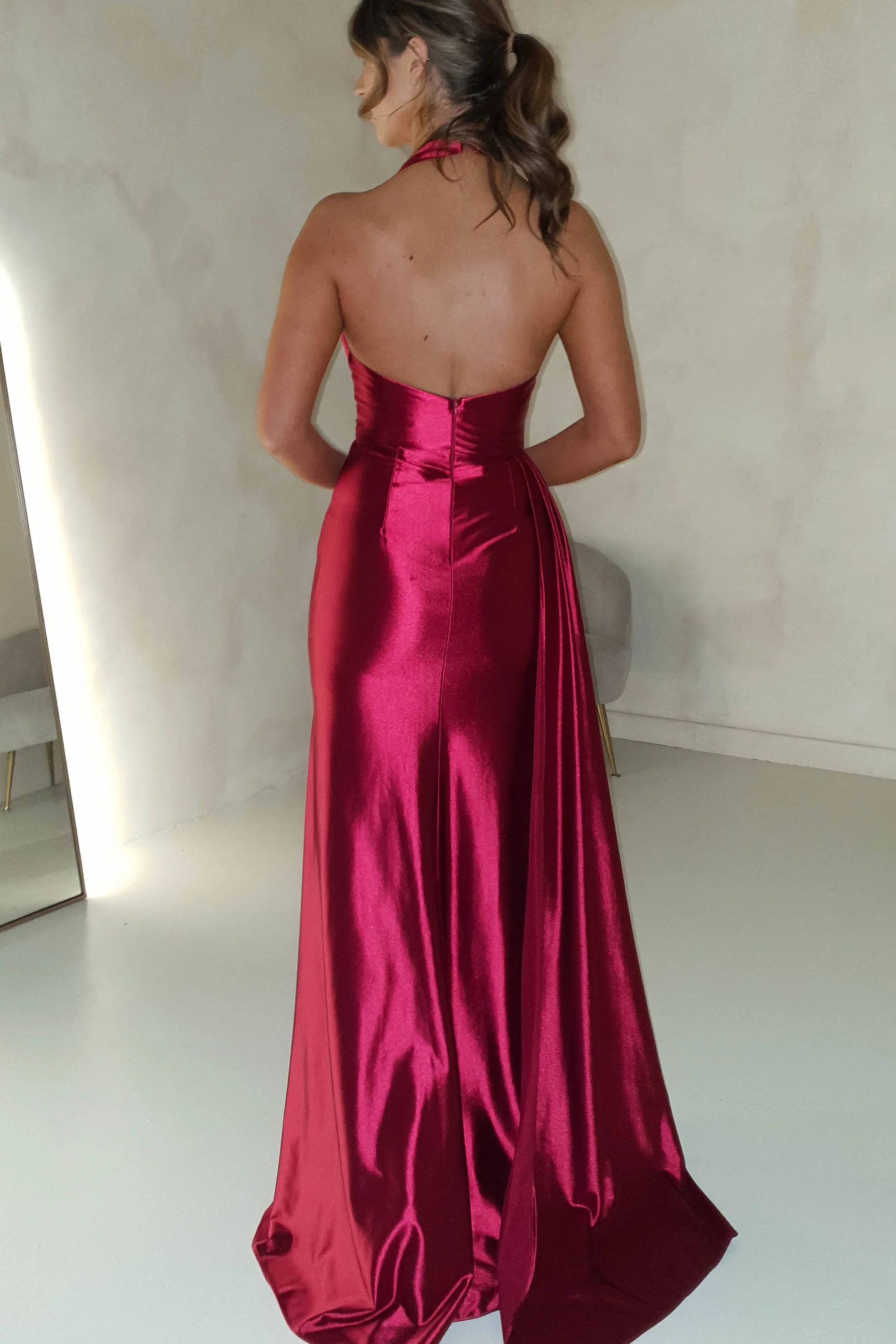 Daniella Halterneck Gown | Berry Red - Image 4