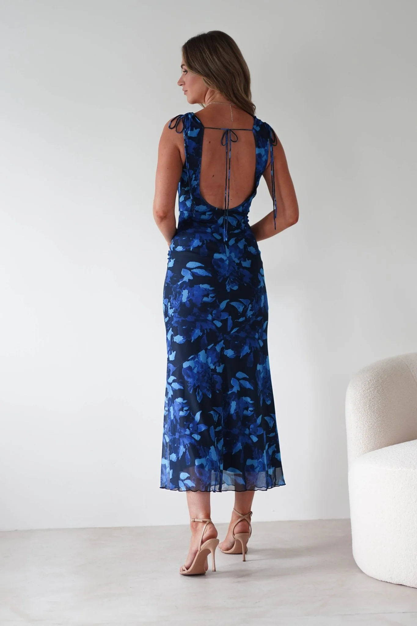 Donatella Mesh Floral Maxi Dress | Blue Print - Image 7