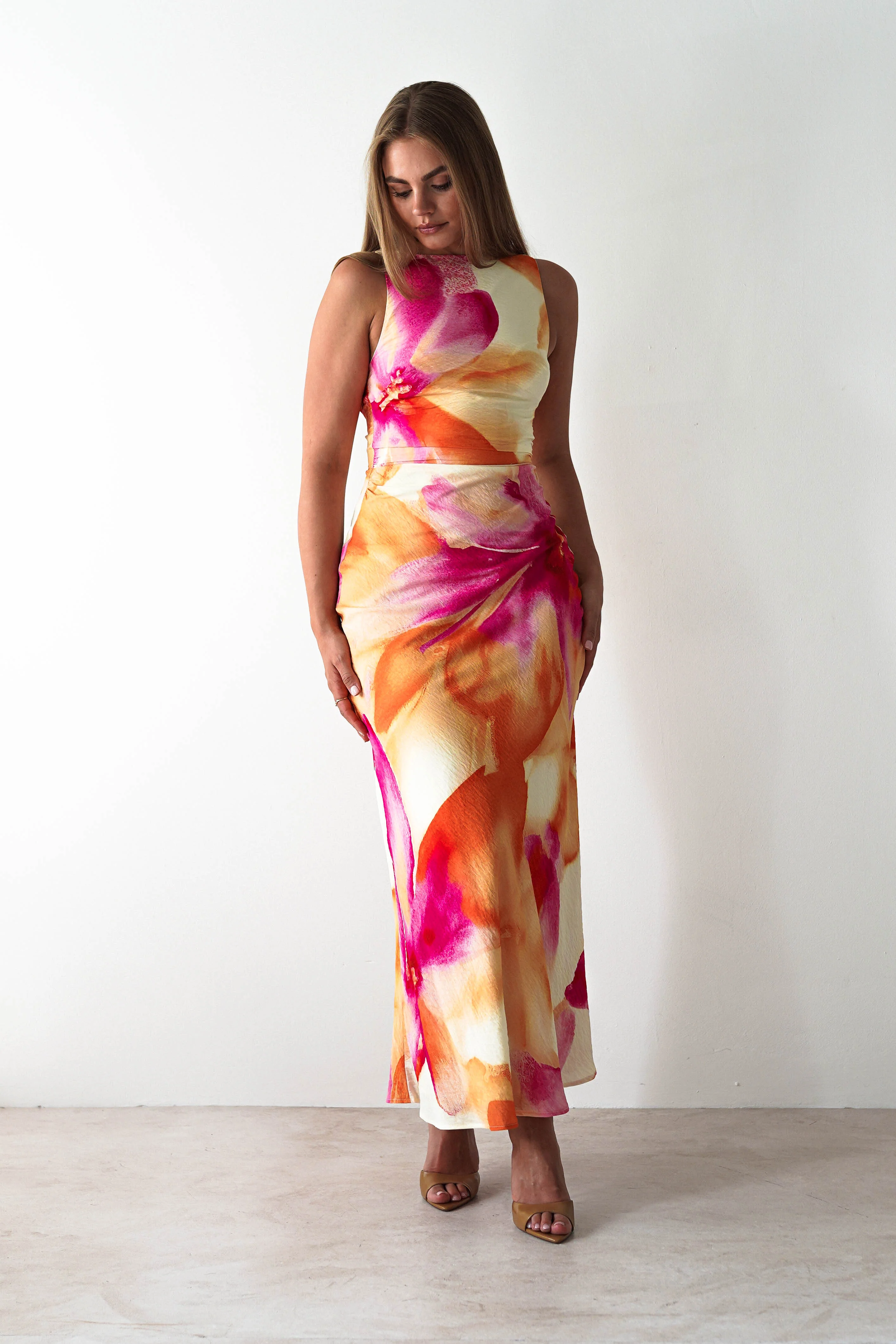 Ellarose Square Neck Maxi Dress | Orange/Pink - Image 5