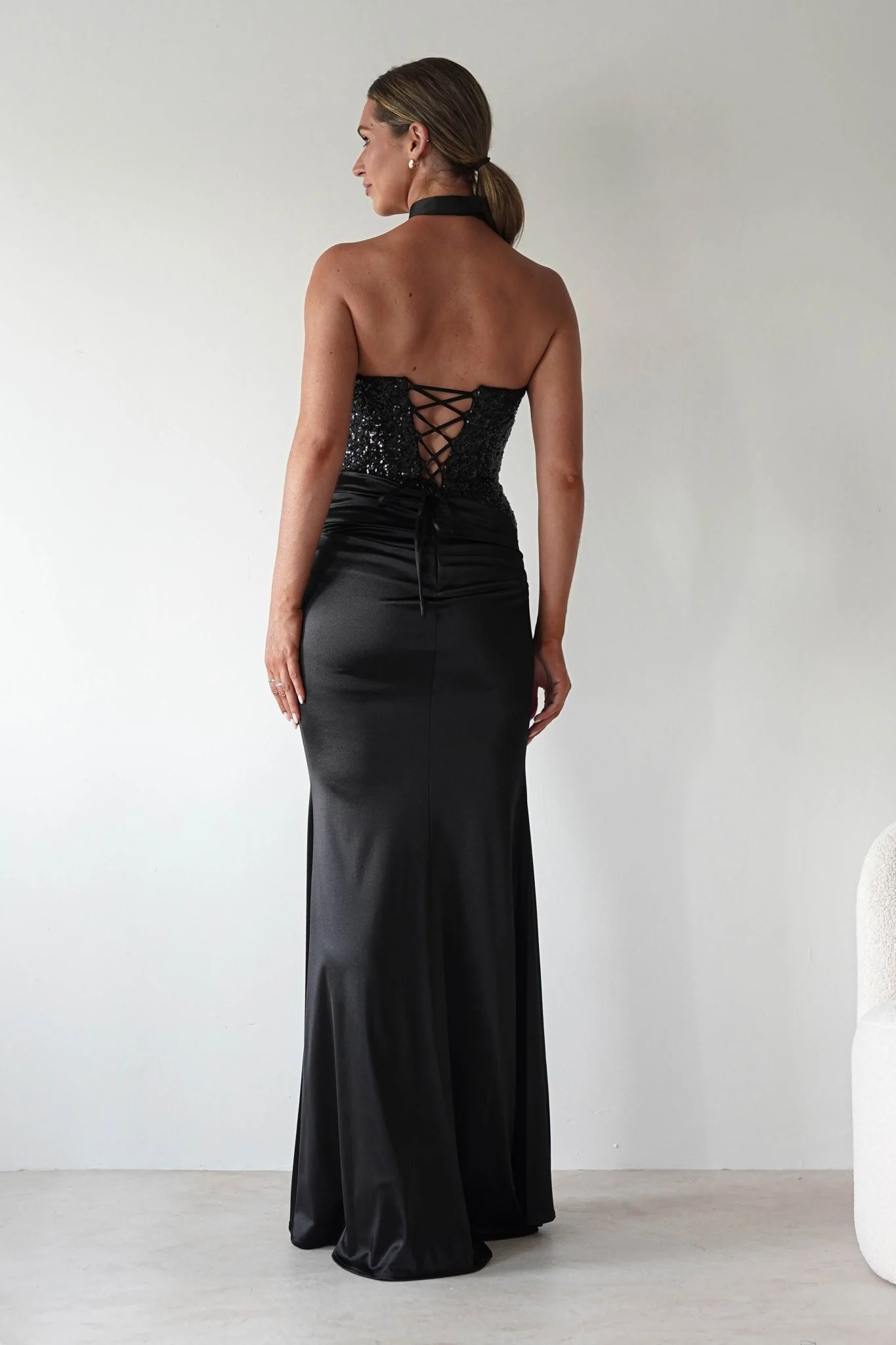 Elysia Sequin Embellished Bodice Gown | Black - Image 2