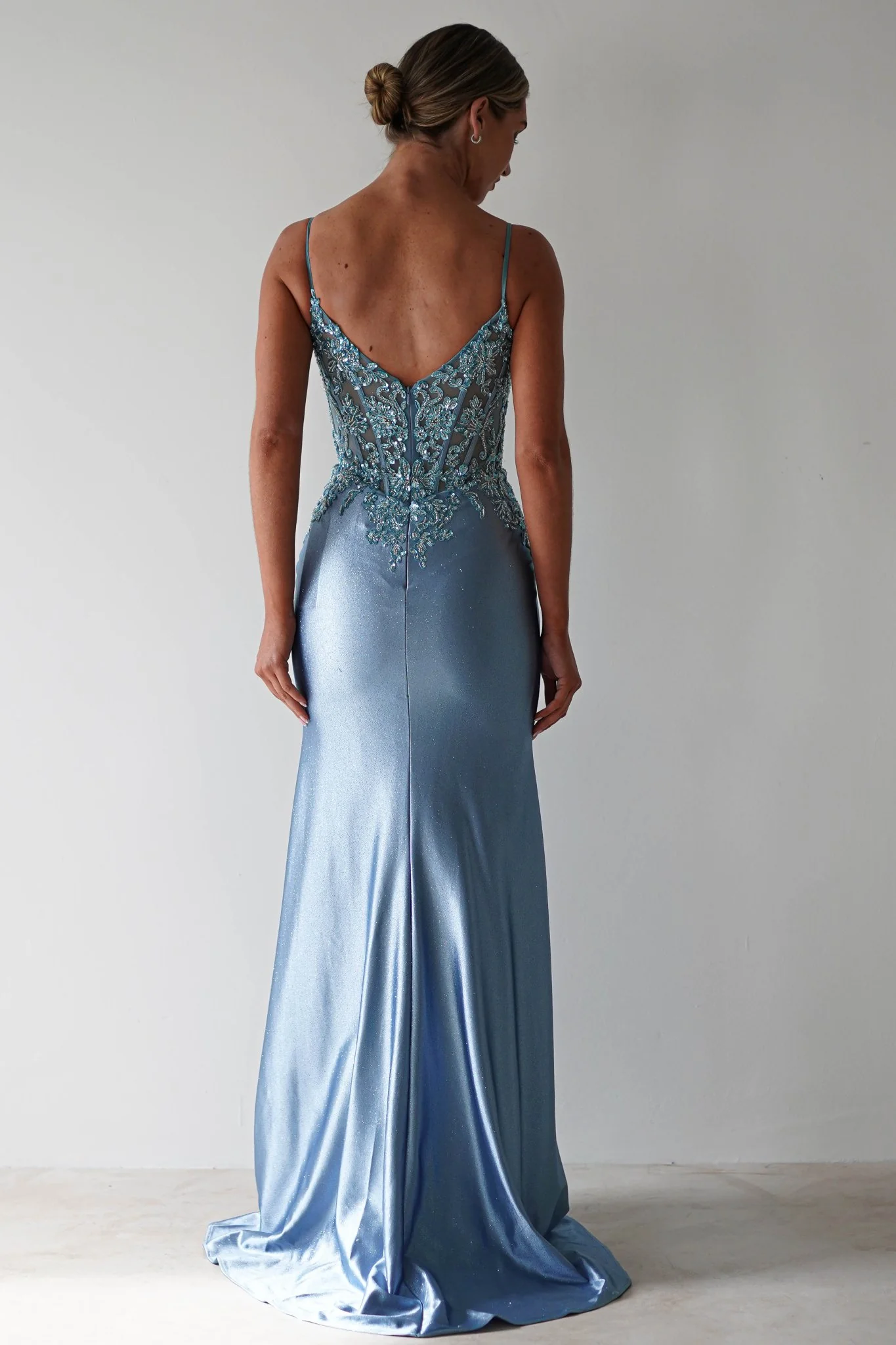 Eternity Glitter Bodycon Gown | Dusty Blue - Image 7