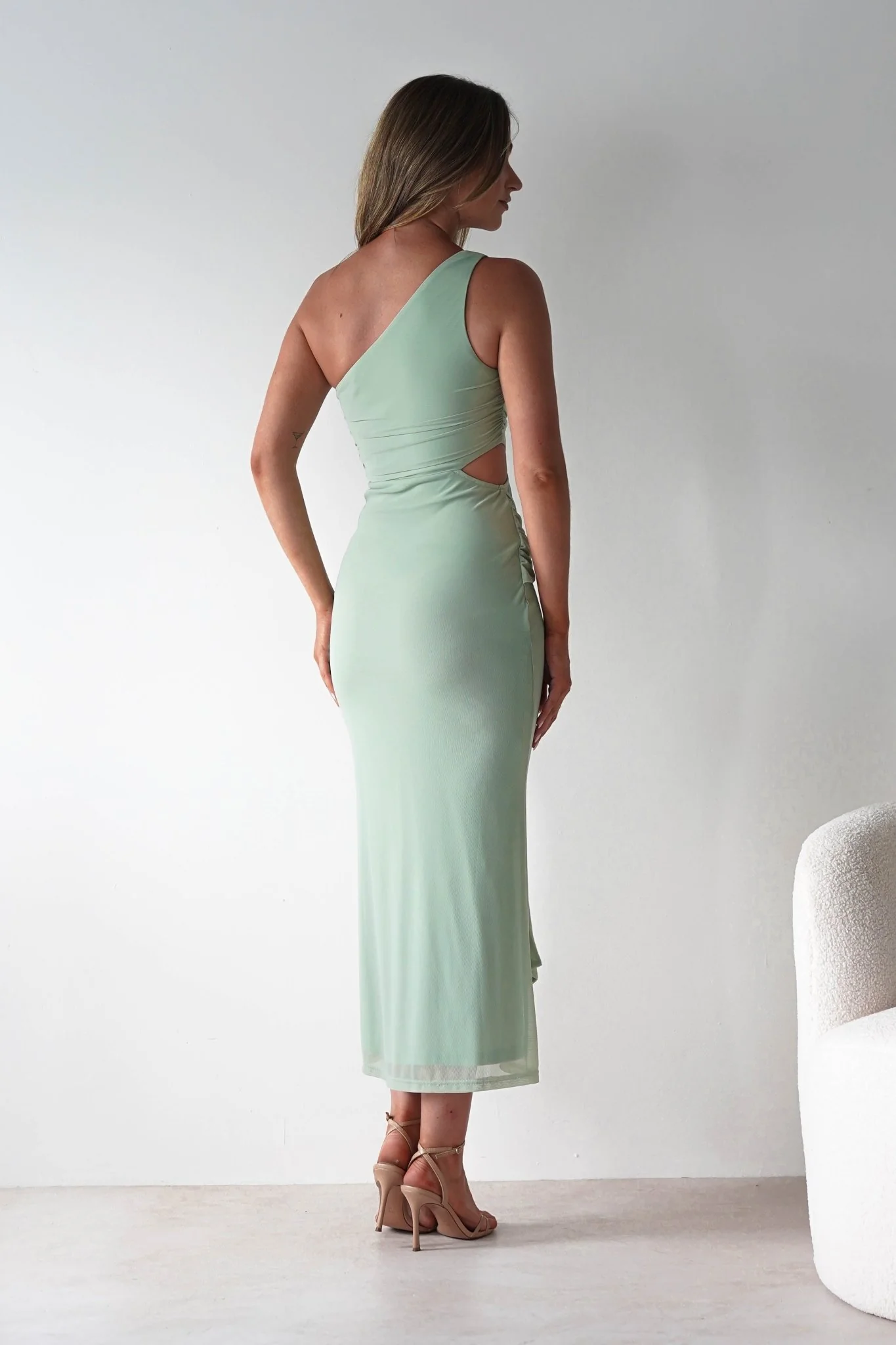 Georgia Mesh Midaxi Dress | Sage - Image 6