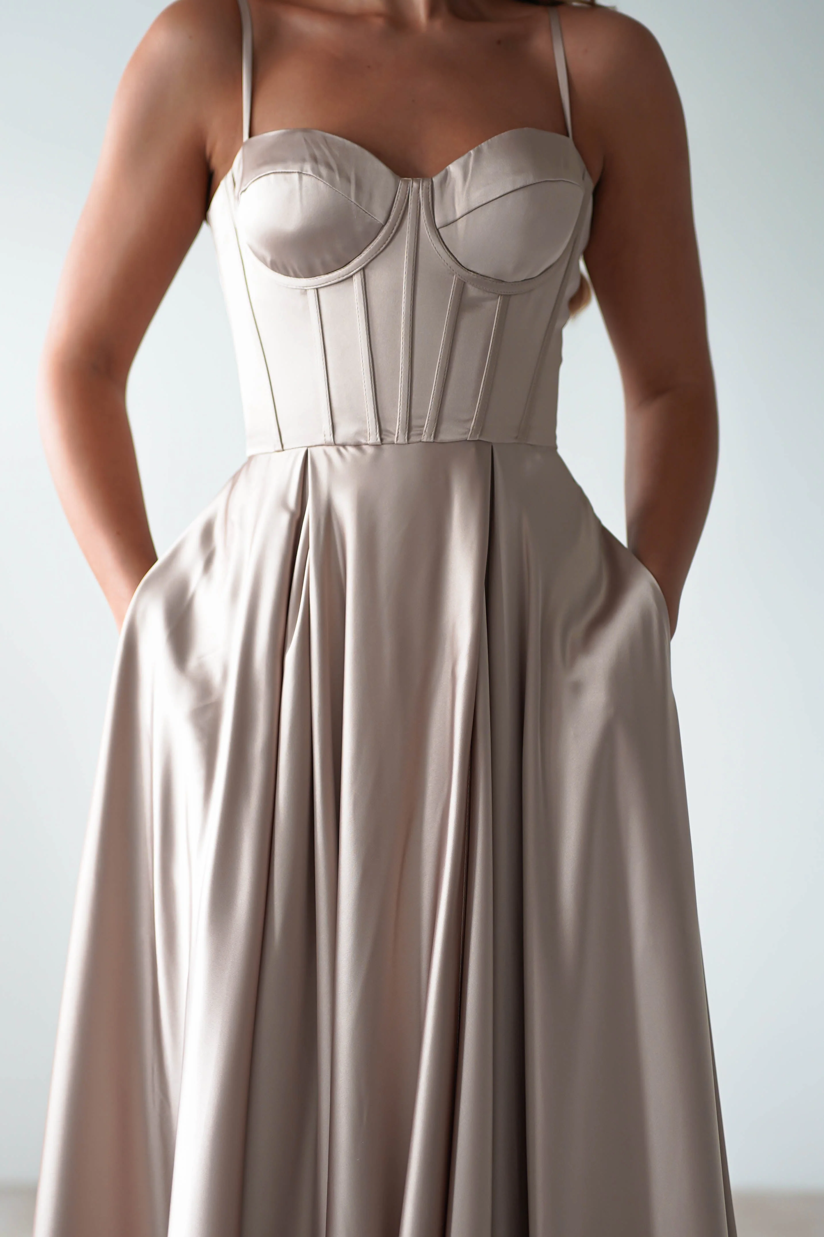 Georgia Soft Satin Maxi Gown | Champange - Image 6