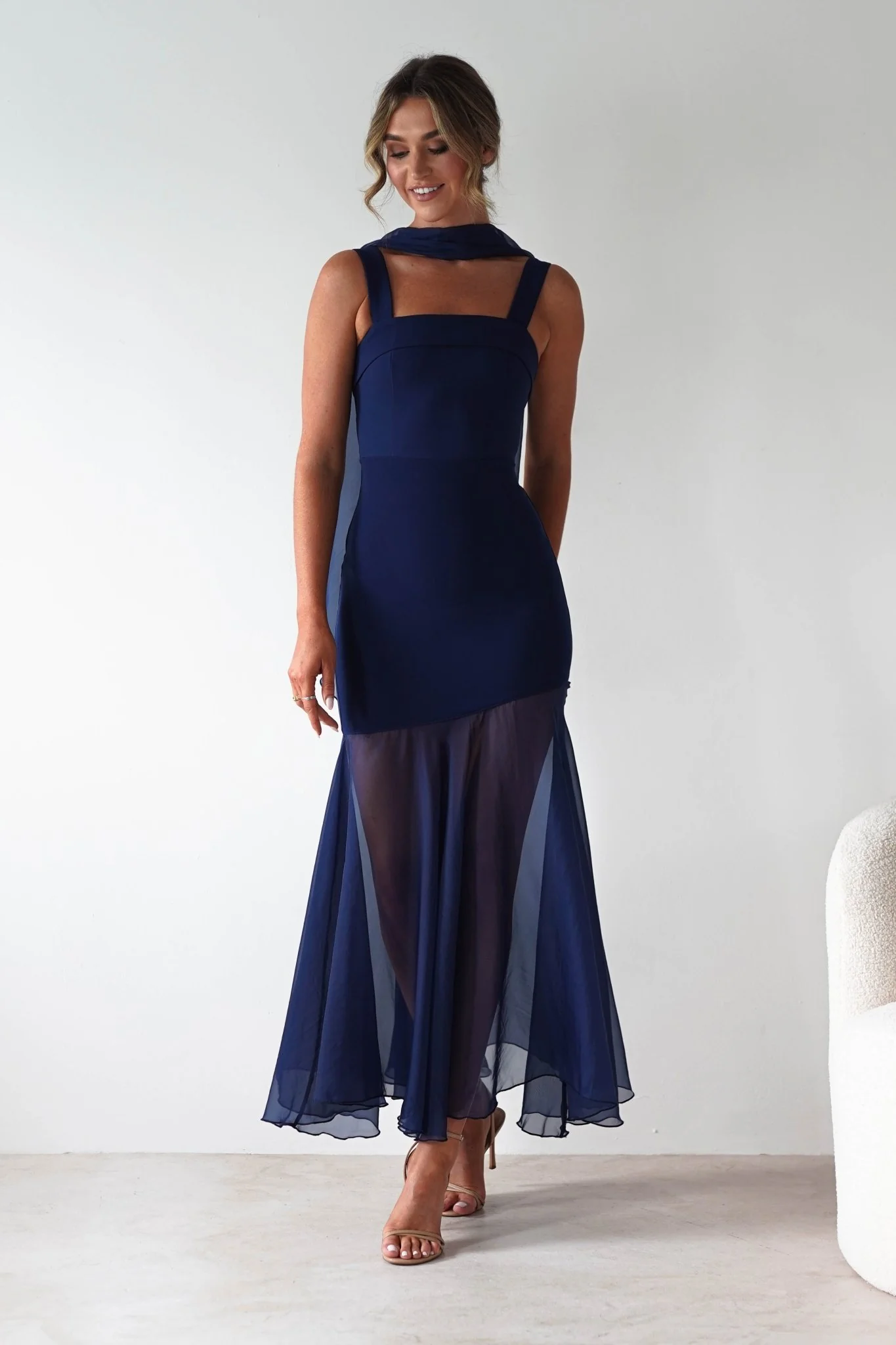 Harmony Square Neck Bodycon Maxi Dress | Navy - Image 7