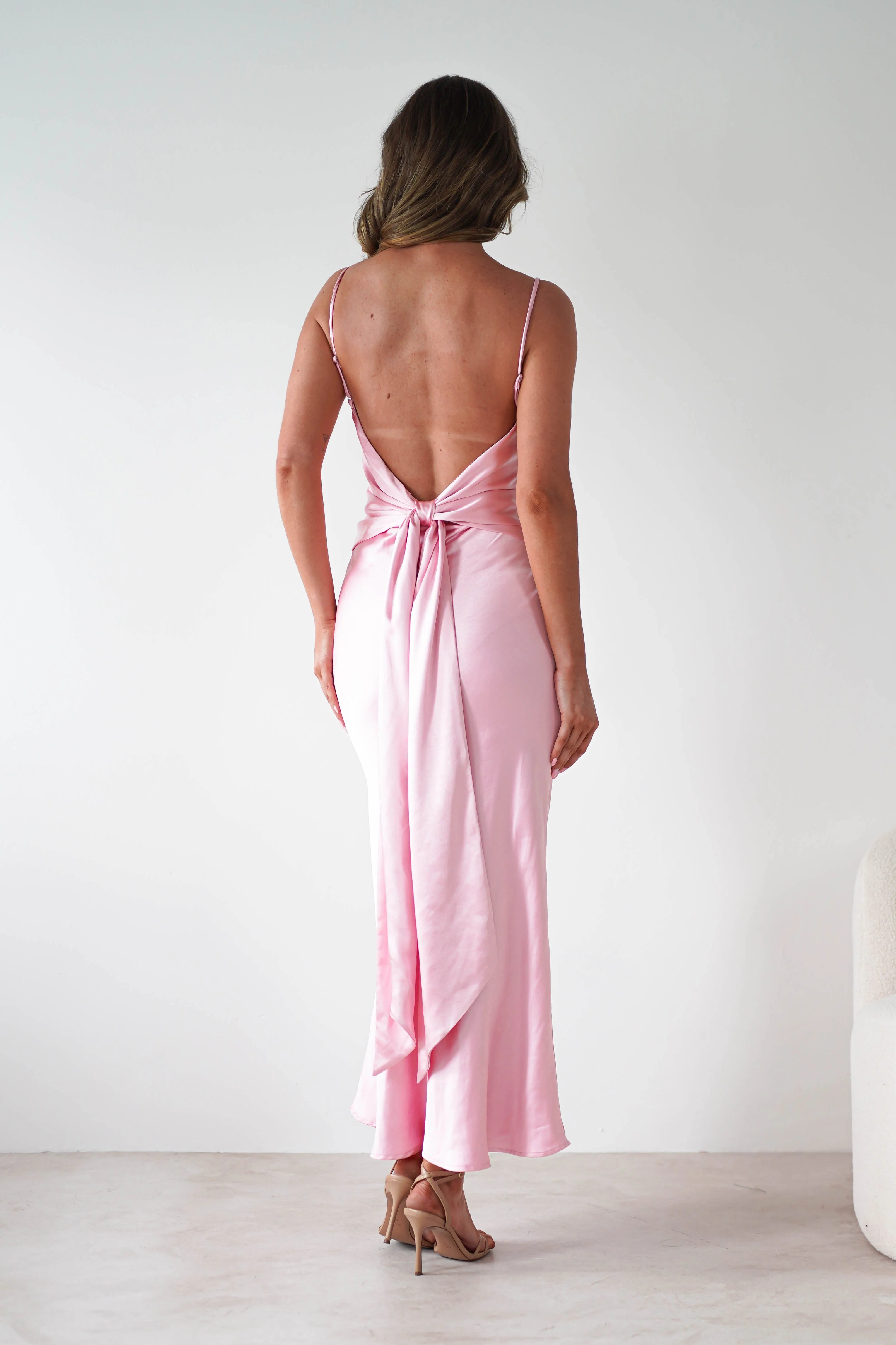 Hermie Silky Satin Maxi Dress | Pink - Image 5