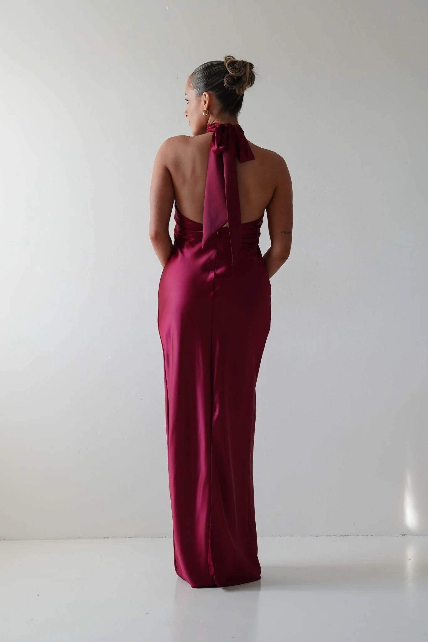 Isla Halterneck Maxi Slip Dress | Berry Red - Image 11