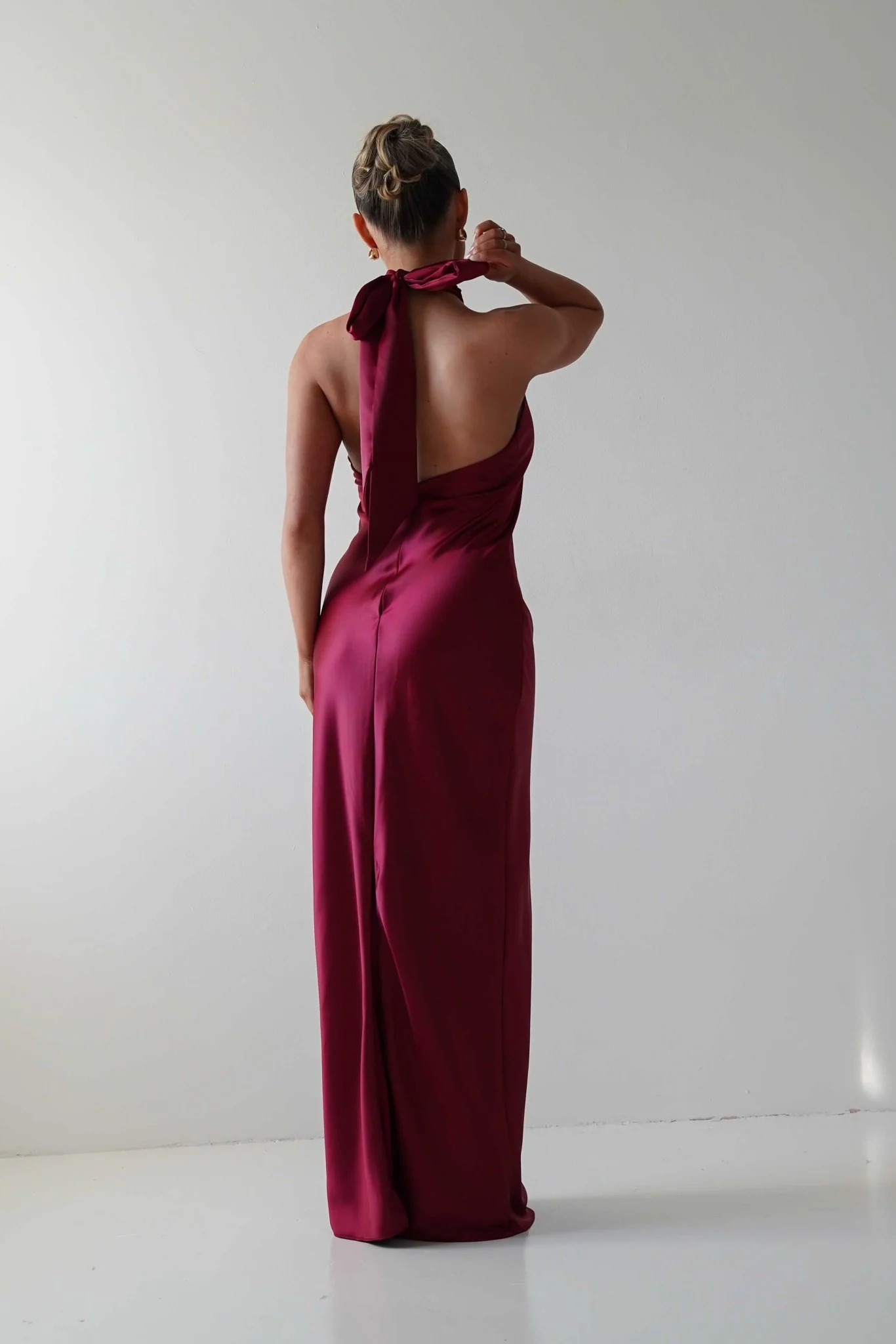 Isla Halterneck Maxi Slip Dress | Berry Red - Image 3