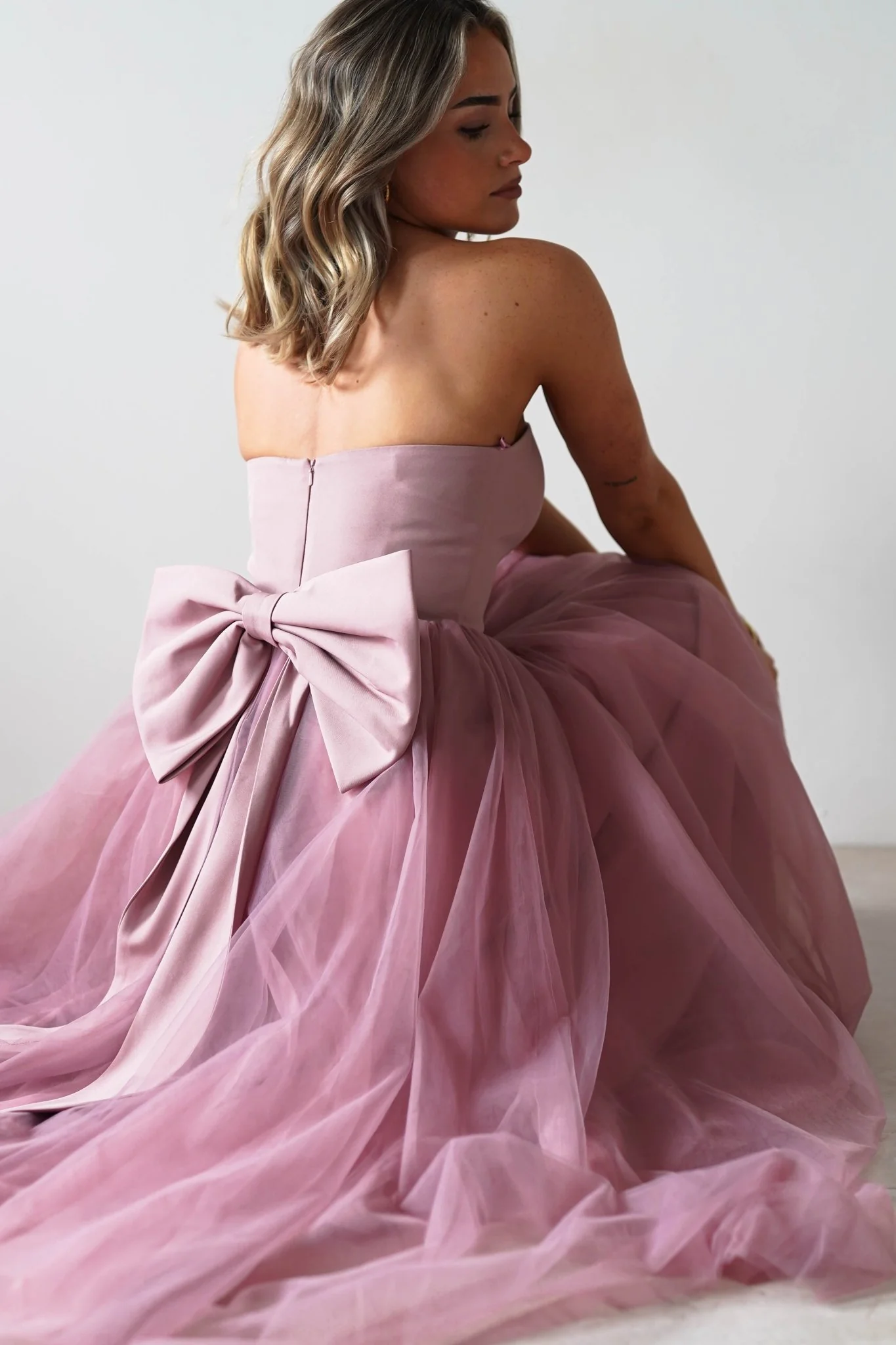 Jasalina Tulle Gown With Bow | Blush Pink - Image 8