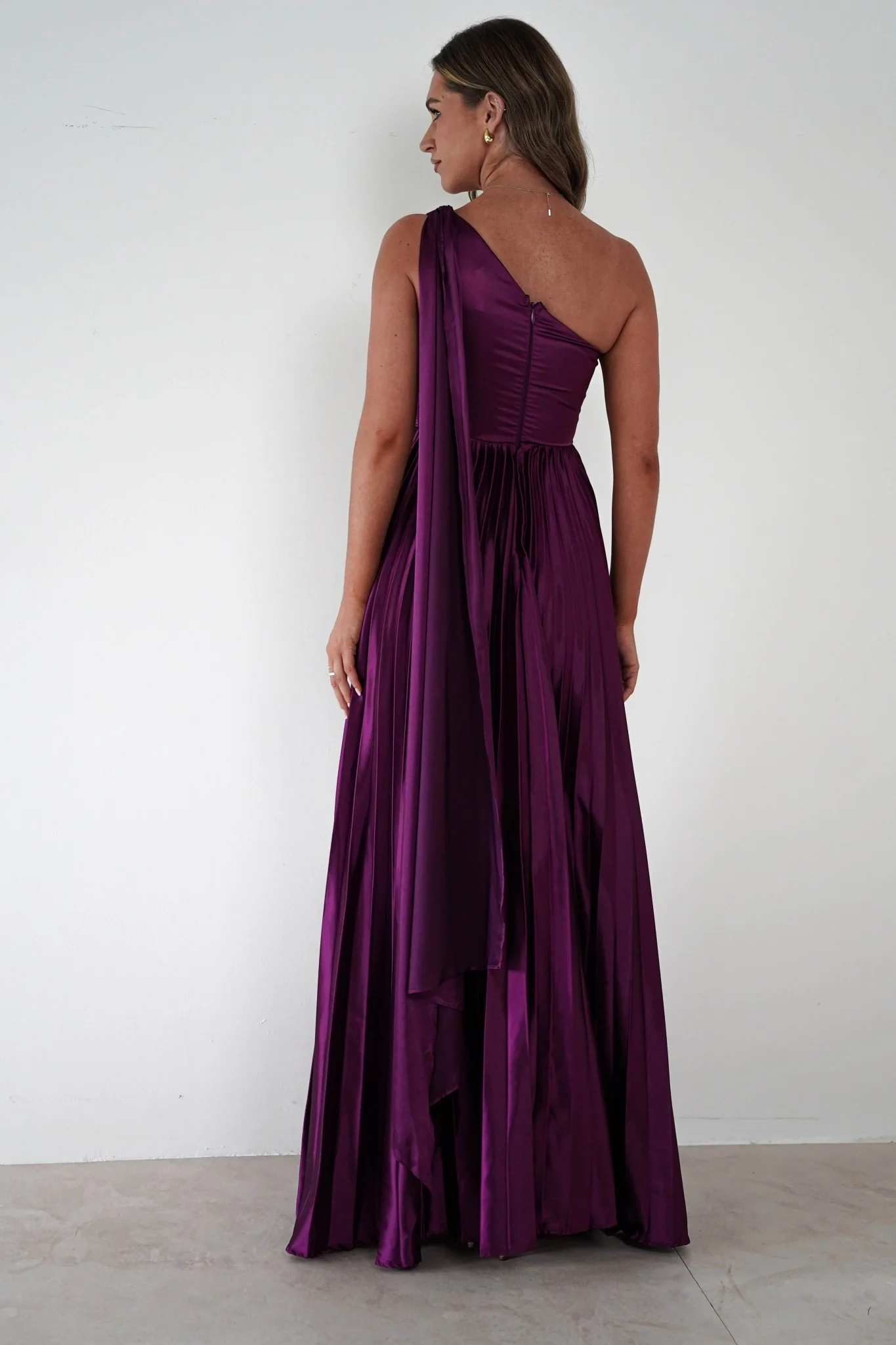 Jianna Peated Maxi Dress | Plum - Image 3