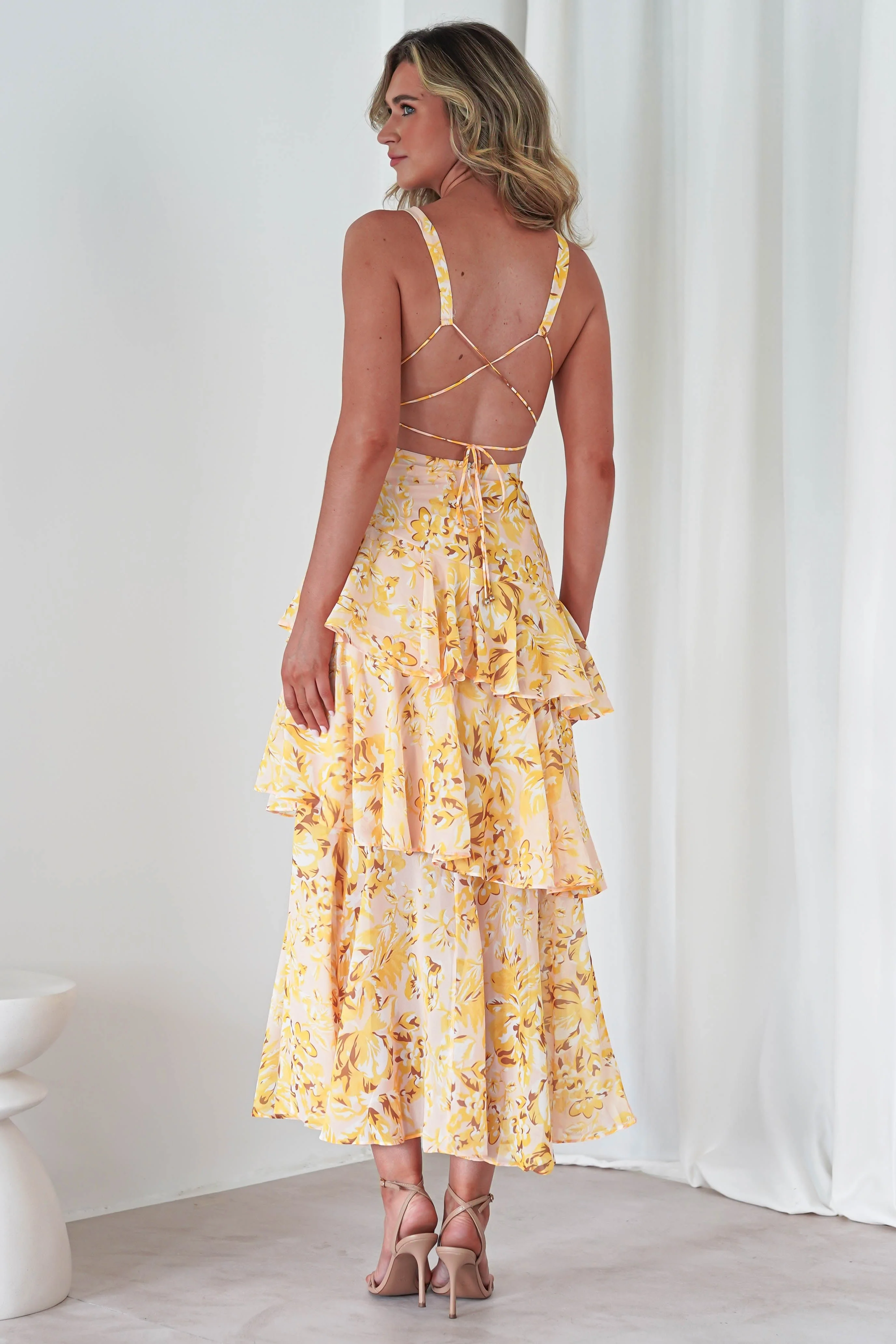Karlie Floral Print Maxi Dress | Yellow - Image 11